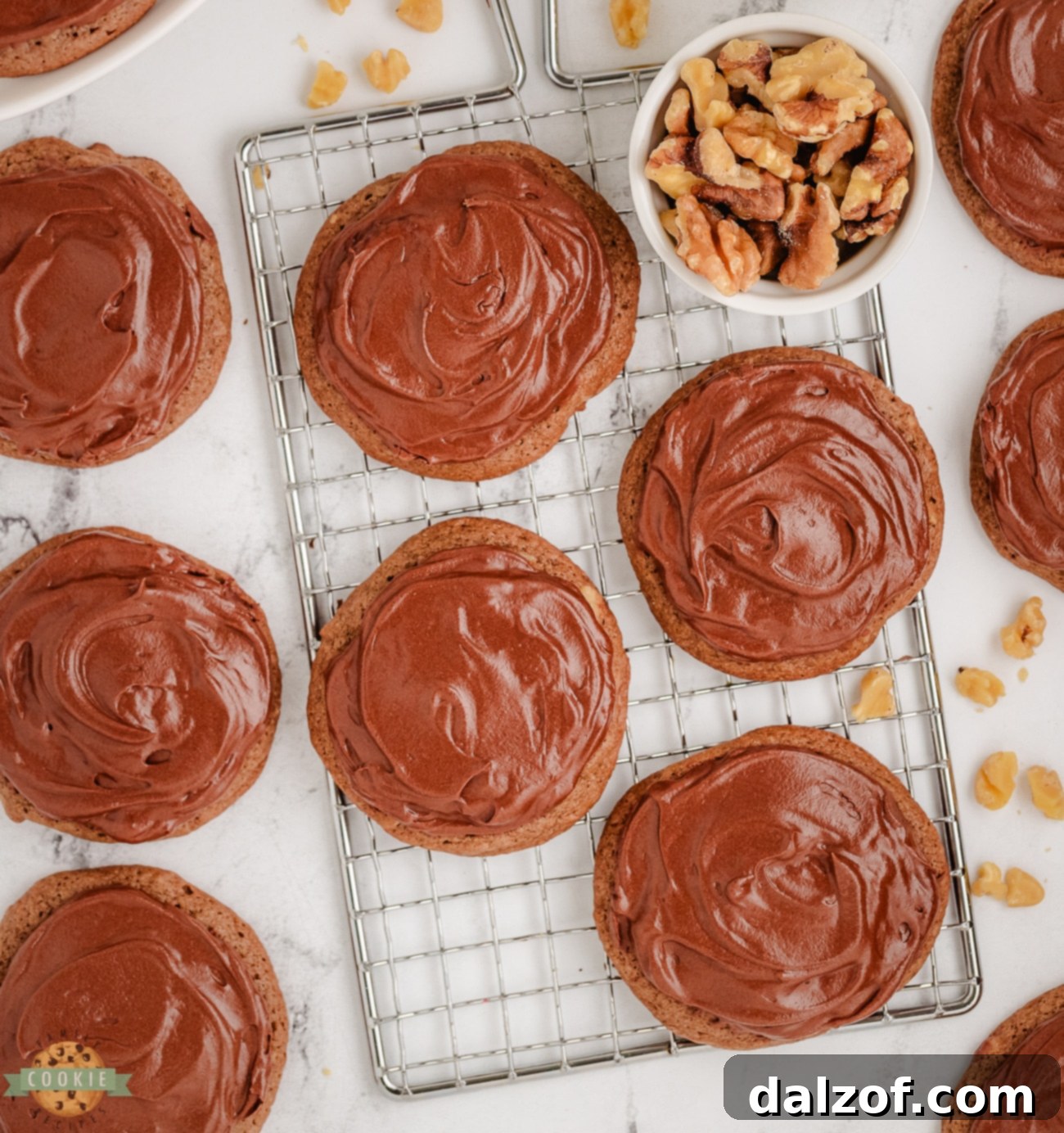 double chocolate cookies on a cooling rack