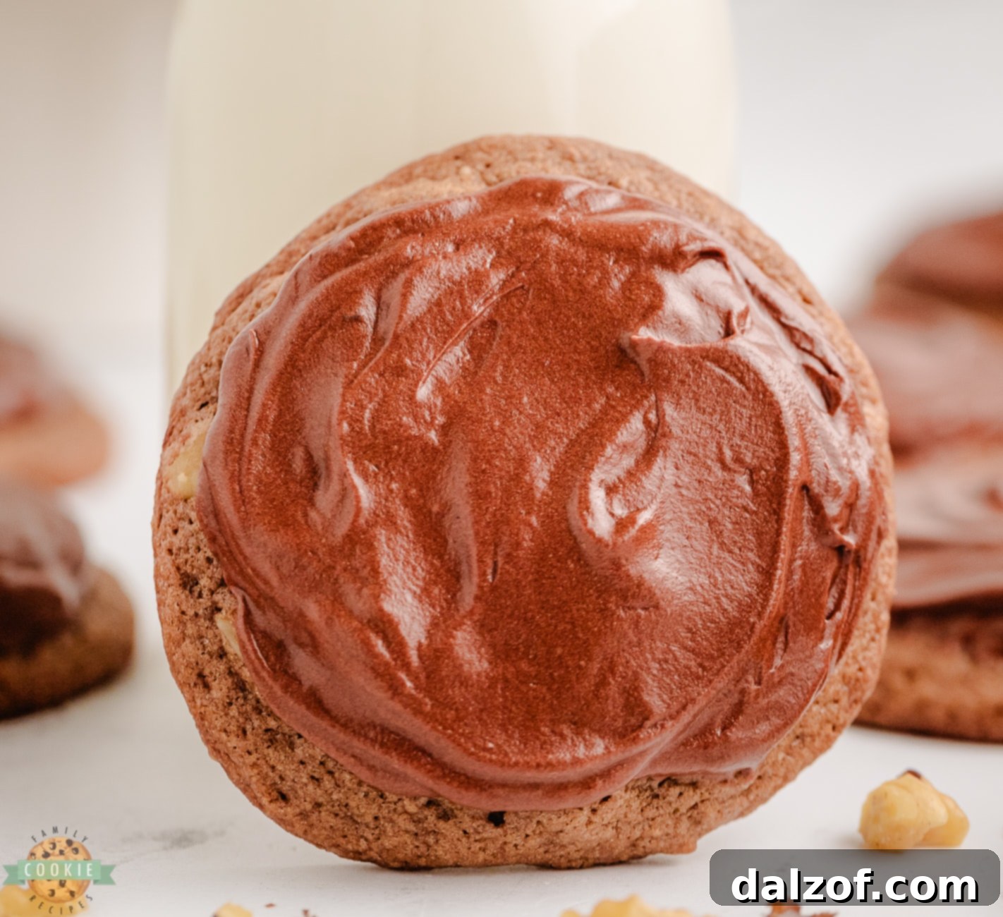 frosted double chocolate cookies with milk