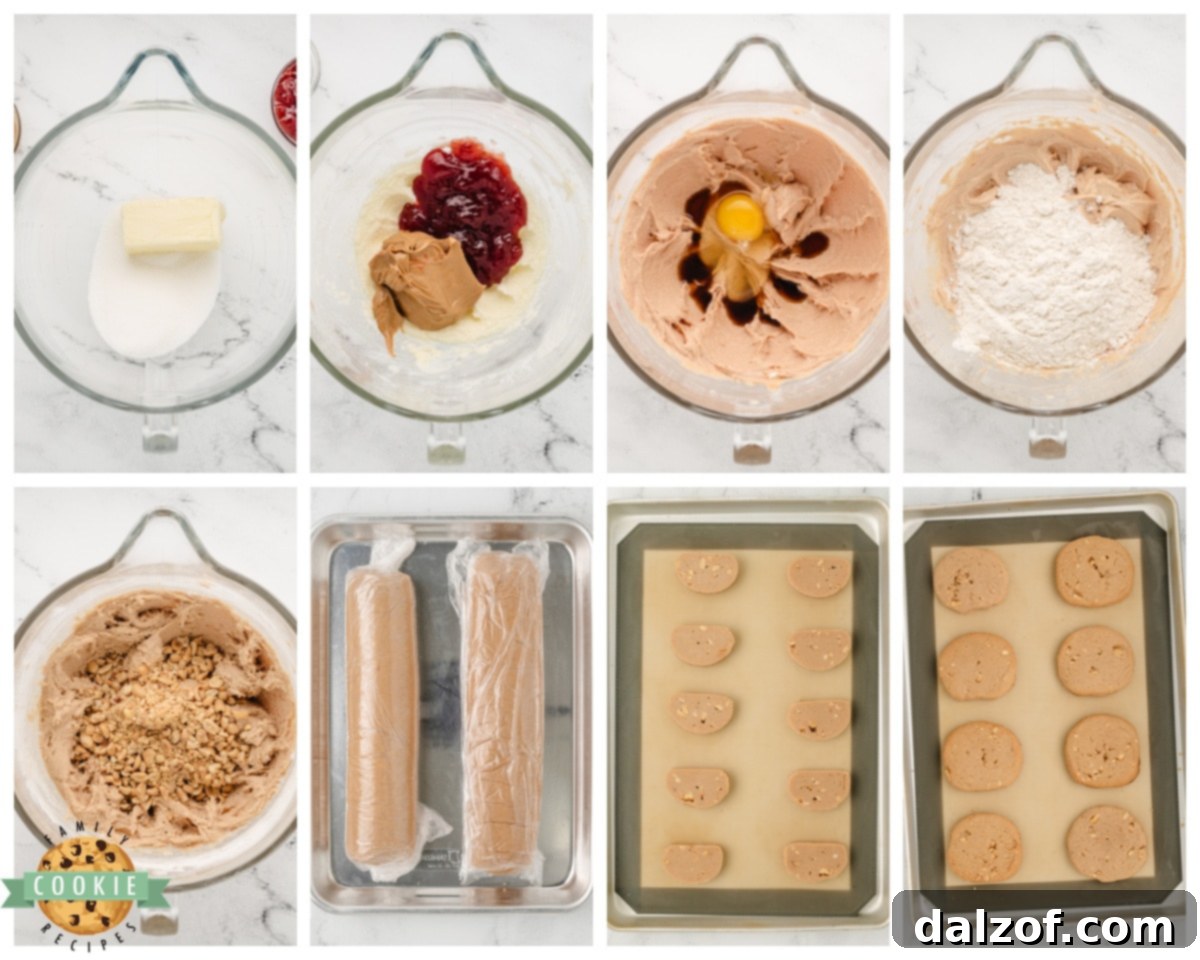 how to make peanut butter and jelly slice and bake cookies