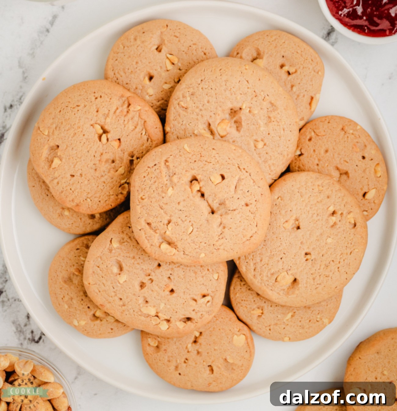 plateful of peanut butter and jelly cookies
