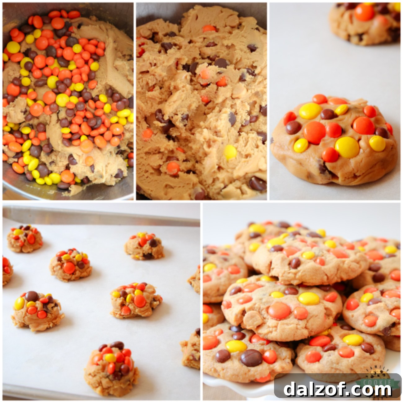The Best Reese's Peanut Butter Cookies 3 Mixing cookie dough ingredients in a bowl for Reese's Peanut Butter Cookies