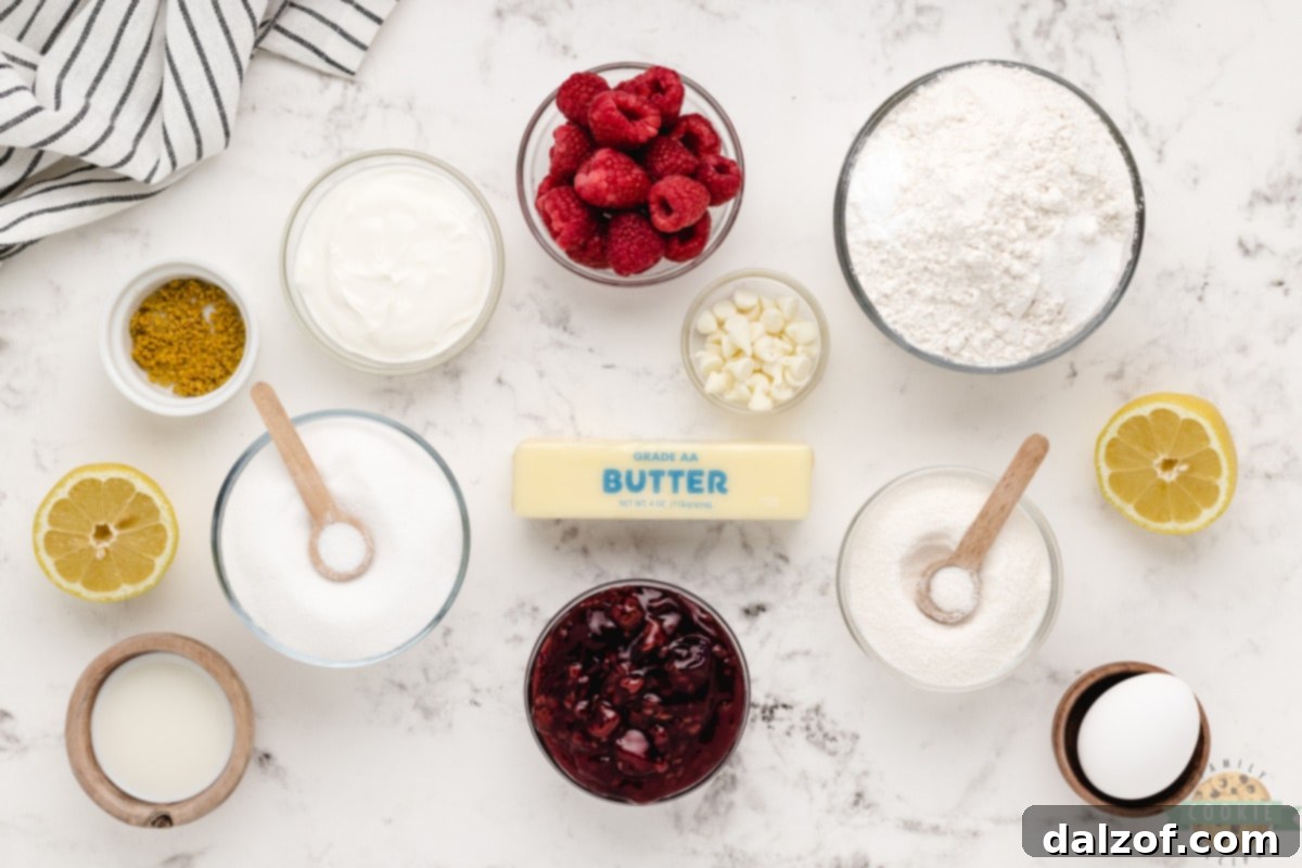 Ingredients in Lemon Raspberry Cookie Cups