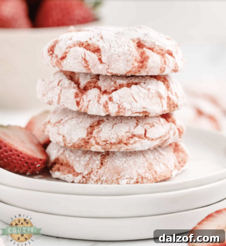 Soft and pink Strawberry Cool Whip Cookies, a lighter cookie recipe