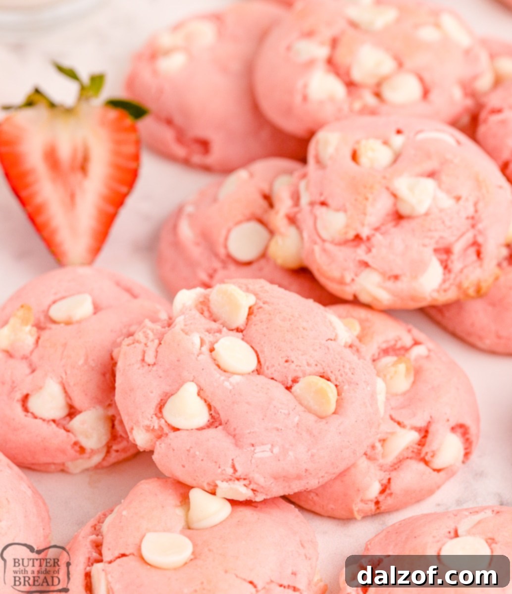 Easy Strawberry Cake Mix Cookies, soft and sweet with a lovely pink color