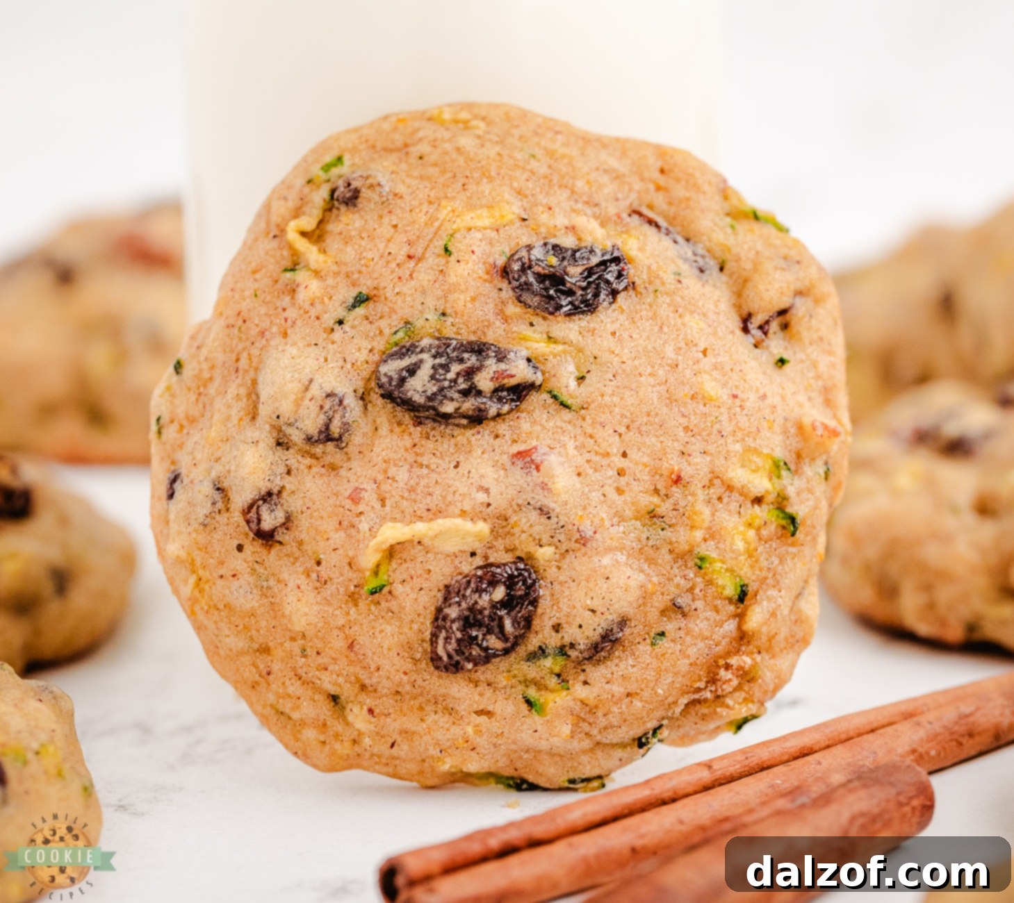 Delicious zucchini breakfast cookie with chopped pecans and sweet raisins