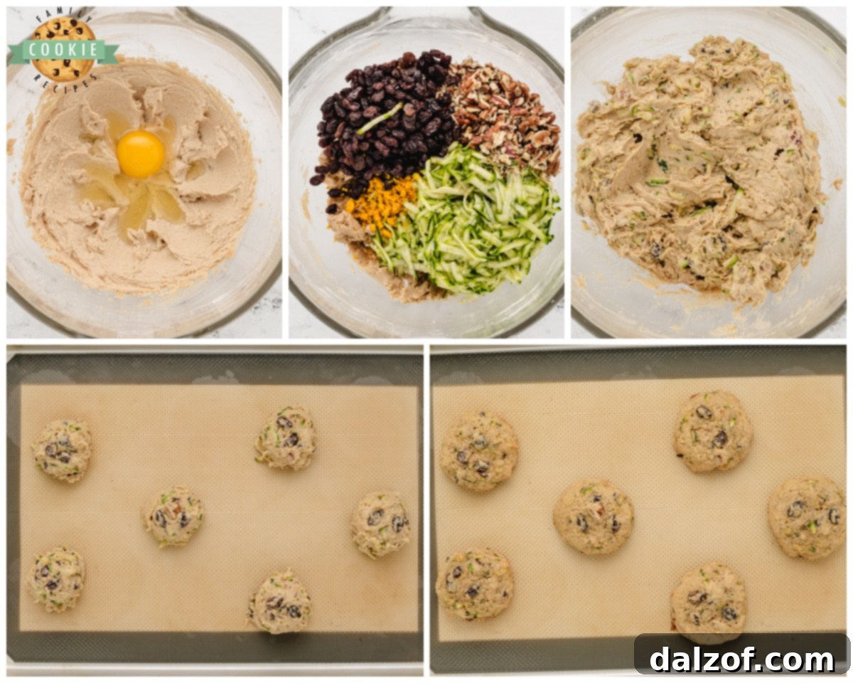 Steps for making delicious zucchini breakfast cookies from scratch