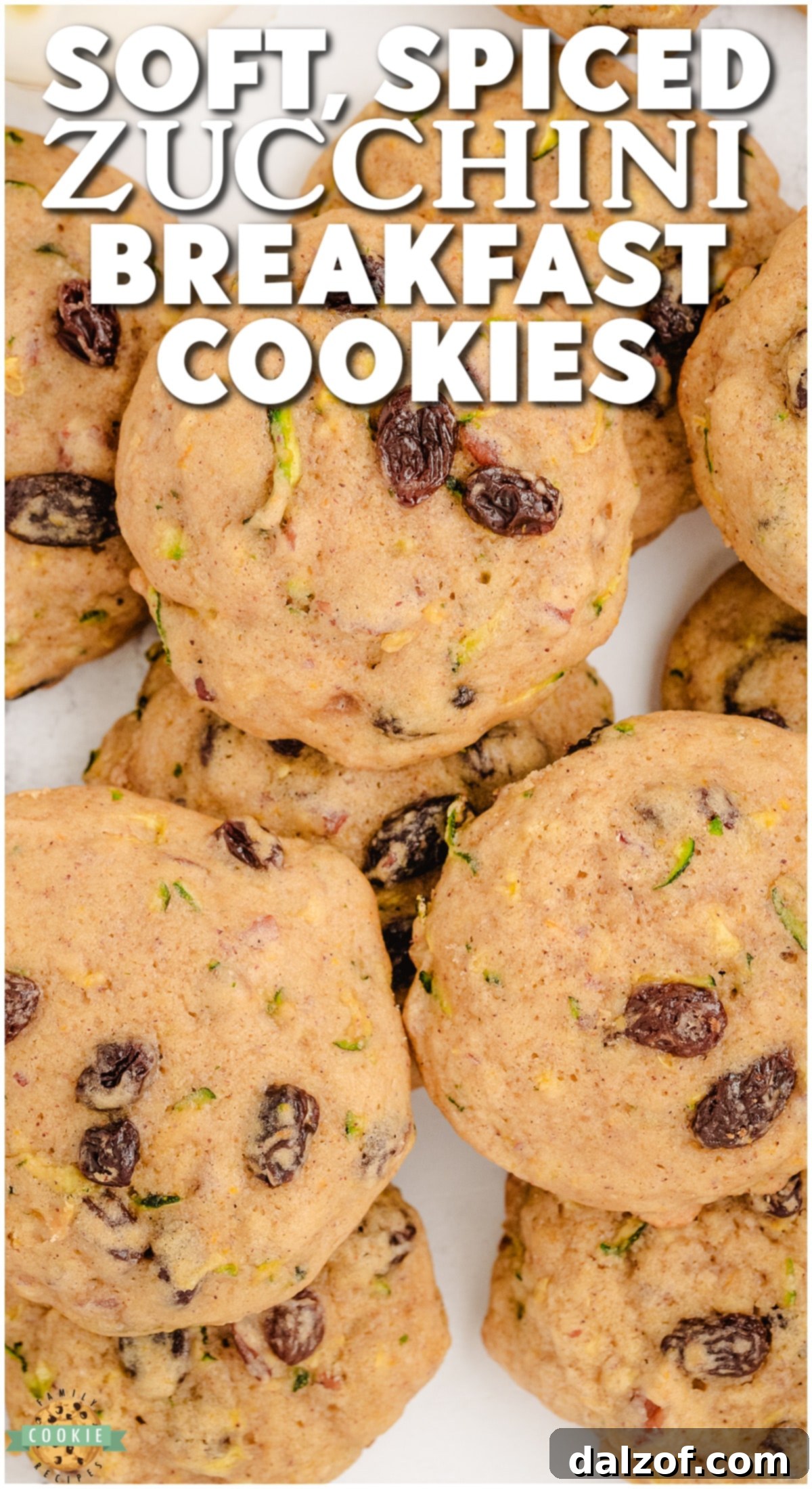 Delicious Spiced Zucchini Breakfast Cookies, soft and flavorful with pecans and raisins, perfect for a delightful breakfast