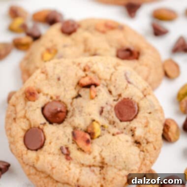 chocolate chip cookies with toasted pistachios