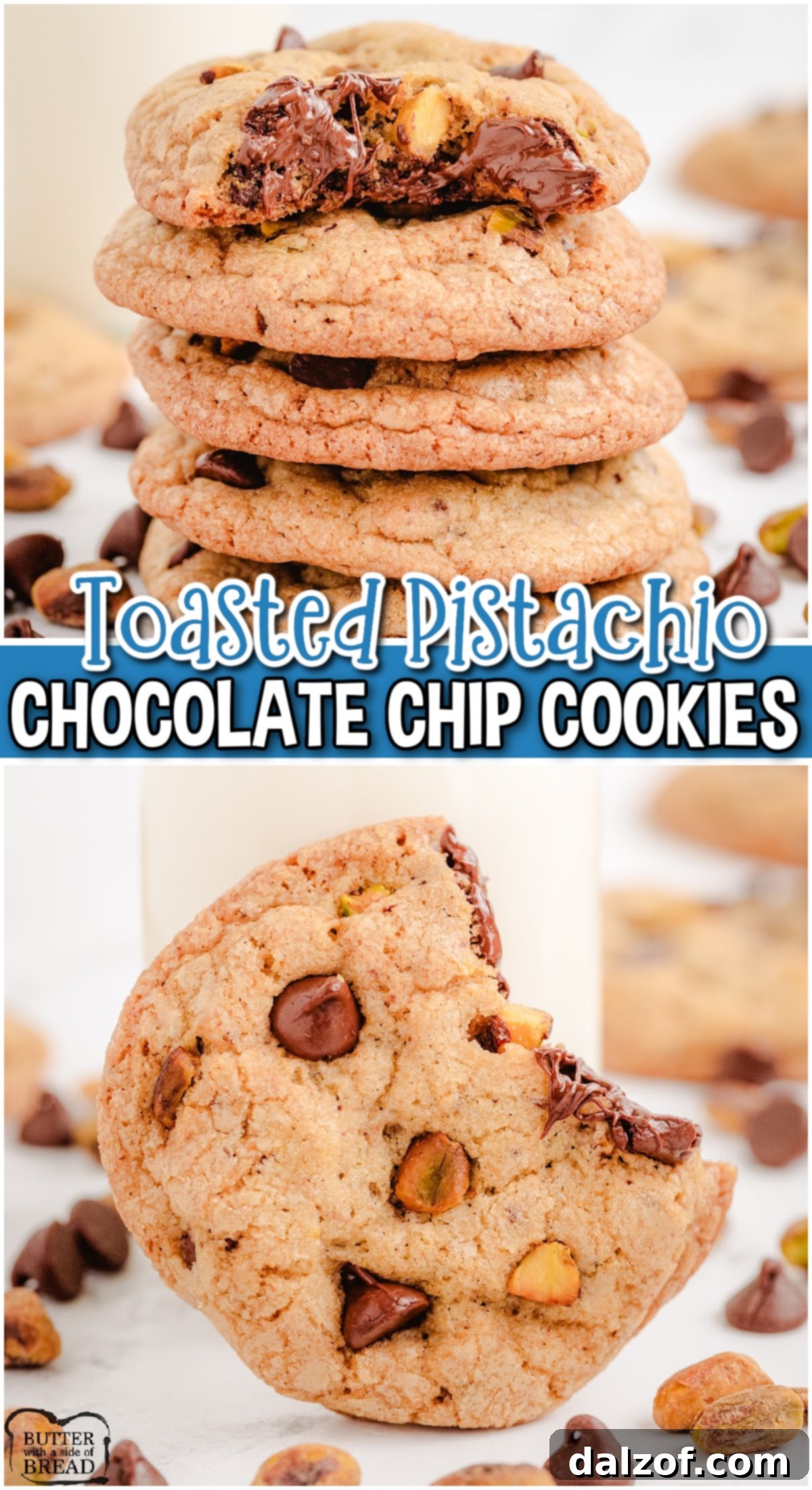 Toasted Pistachio Chocolate Chip Cookies are a unique twist on the classic chocolate chip cookie recipe! The addition adds a nutty flavor and crunchy texture, making these pistachio cookies a delightful treat!