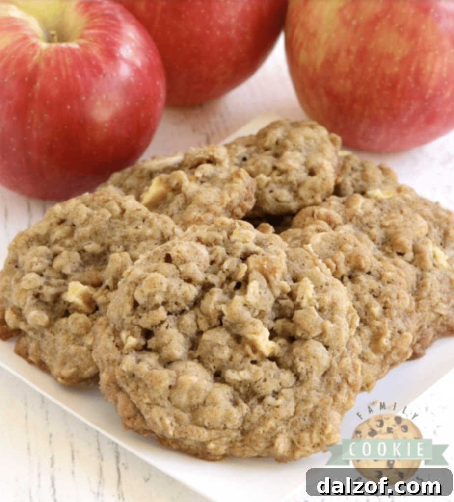 Soft and chewy caramel apple oatmeal cookies, perfect for fall, with fresh apples and caramel chips