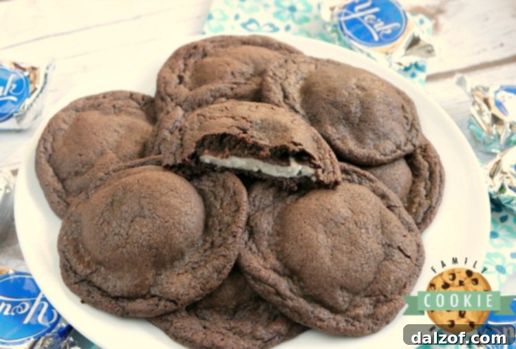 Various Chocolate Mint Cookies displayed, highlighting their inviting texture and delicious appearance.