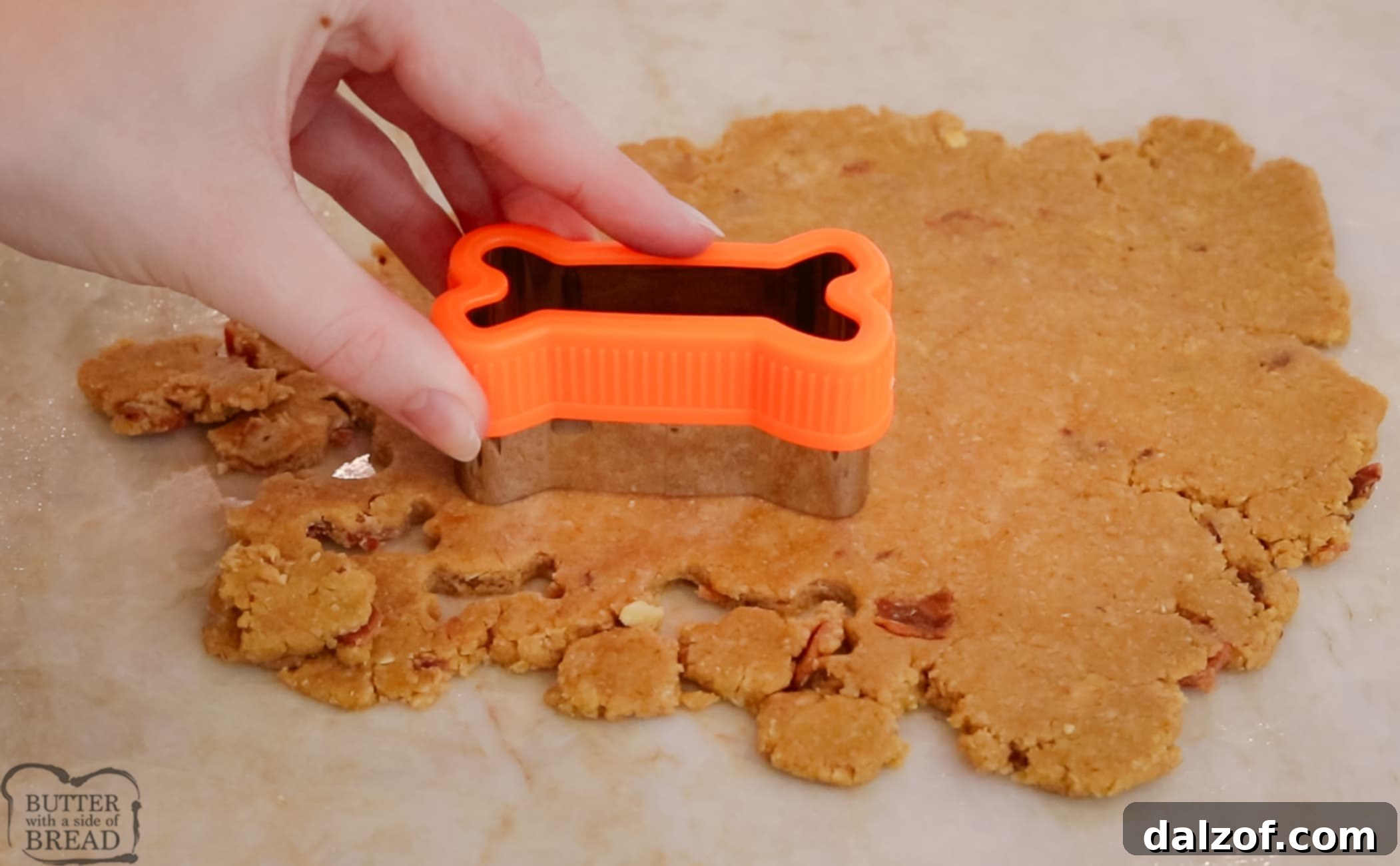 Tail-Wagging Peanut Butter Bacon Treats 4 Preparing homemade bacon dog biscuits dough