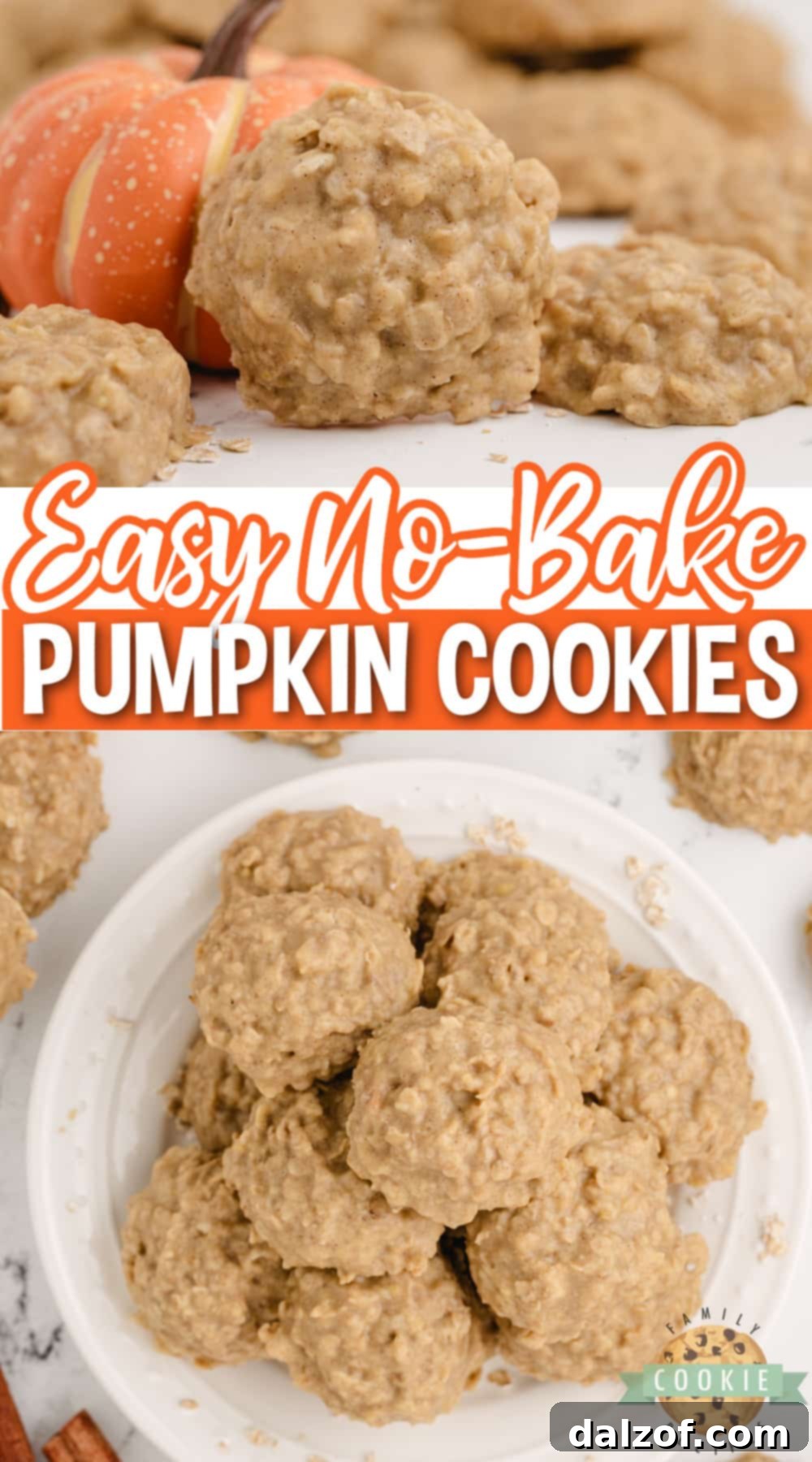 No Bake Pumpkin Cookies are full of oats and pumpkin flavor and come together in minutes without ever turning the oven on. This easy no-bake cookie recipe is quick, delicious, and perfect for fall!