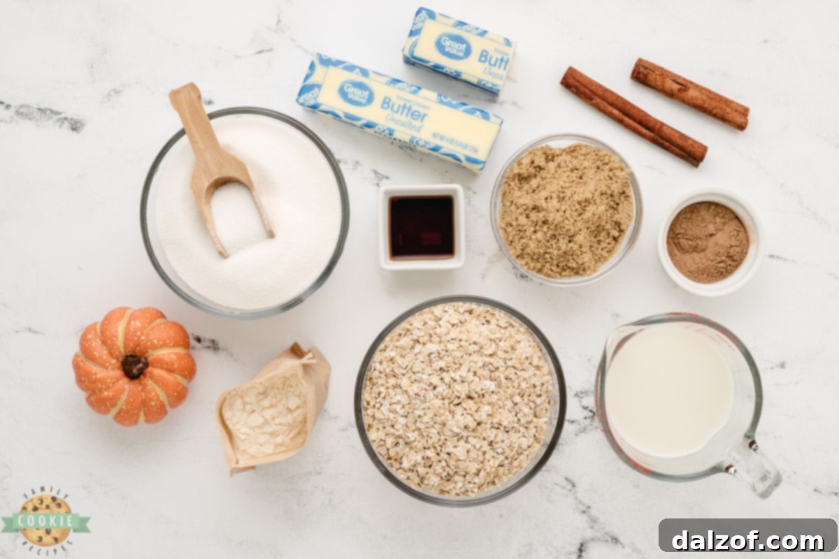 Ingredients in no-bake pumpkin cookies. 