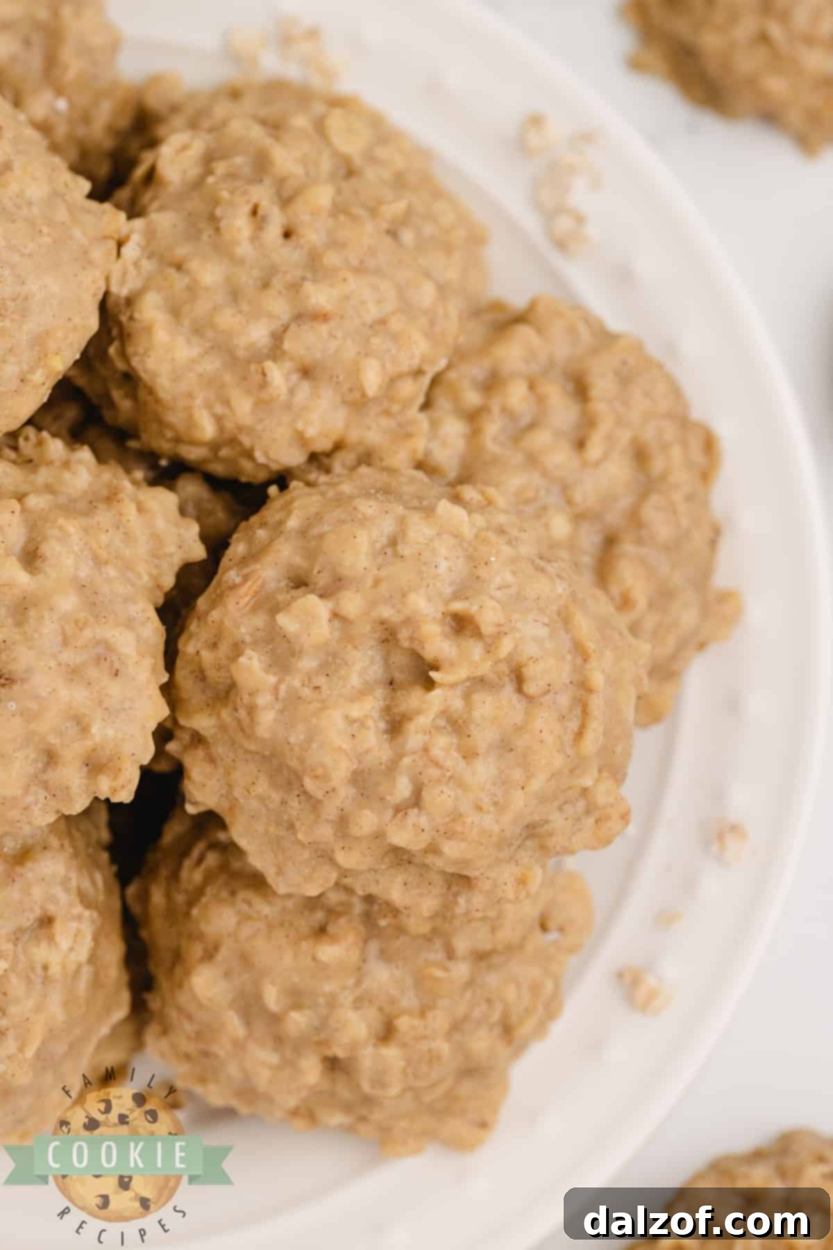 Plate of no-bake pumpkin cookies. 