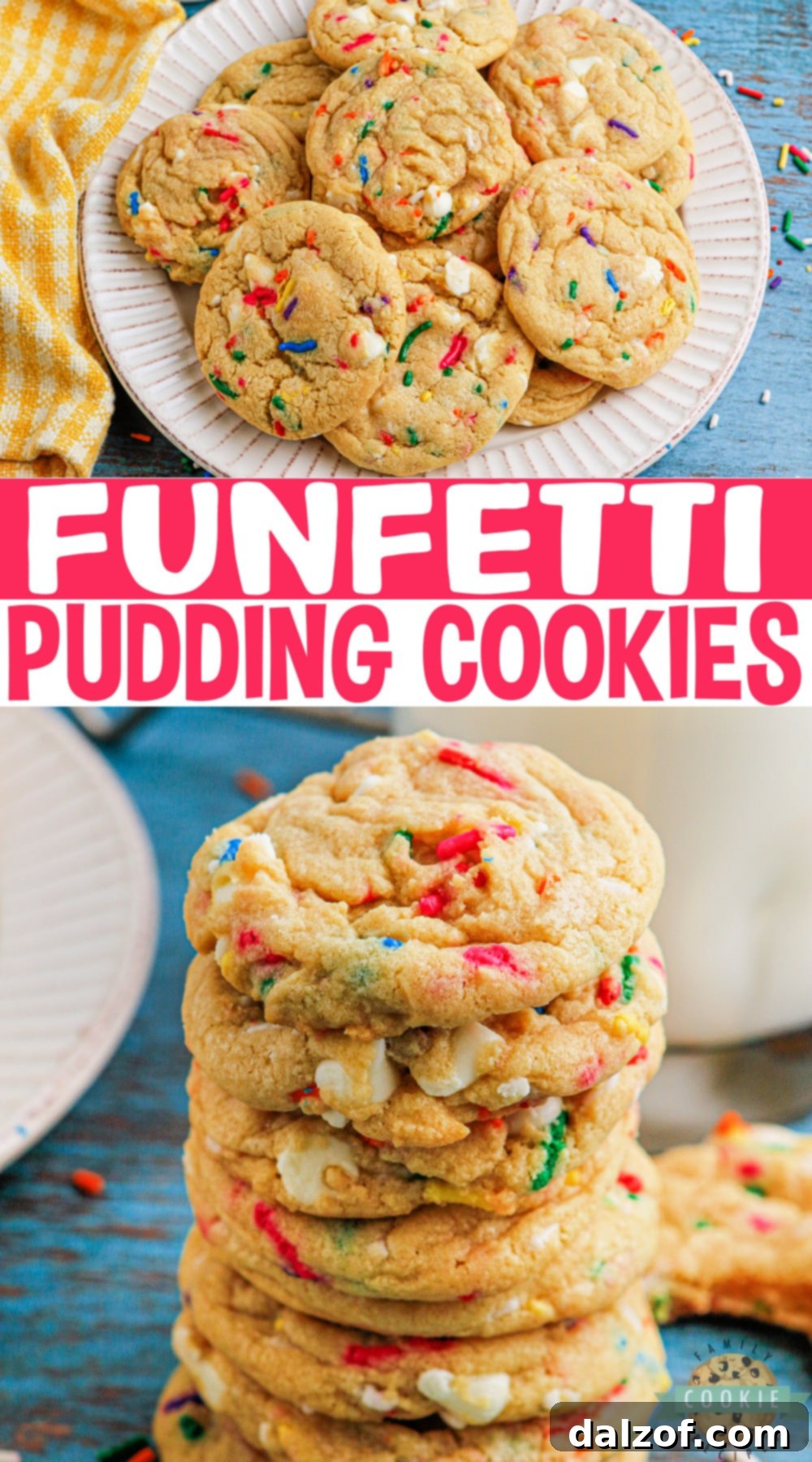 A delightful close-up of Funfetti Cookies, showcasing their vibrant sprinkles and inviting texture, perfect for any celebration.