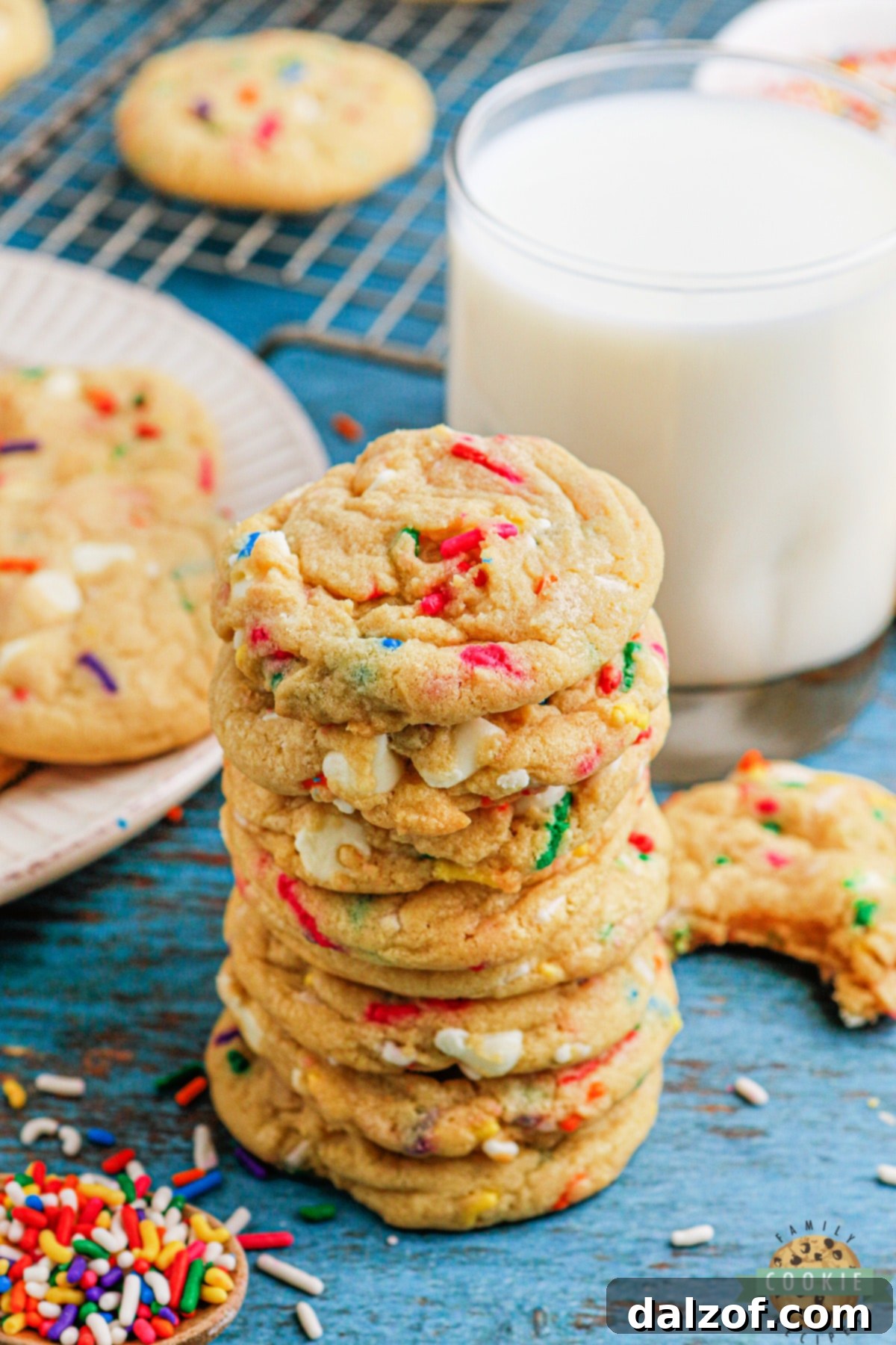 Soft and chewy Funfetti pudding cookies, a delightful treat for any occasion.