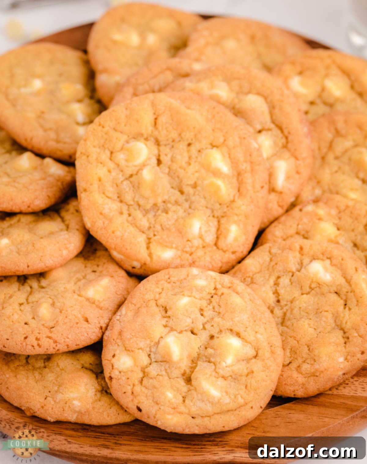 tray of copycat Mrs Fields white chocolate chip cookies