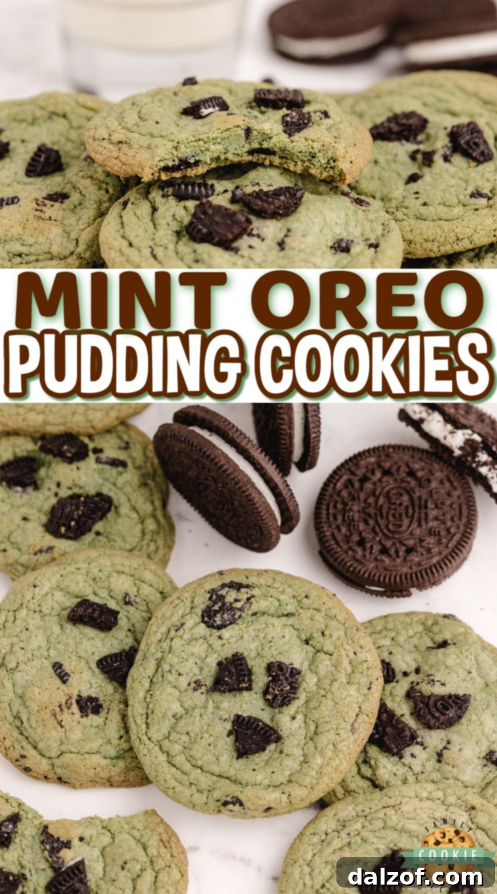 Mint Oreo Pudding Cookies displayed beautifully, highlighting their vibrant color and texture