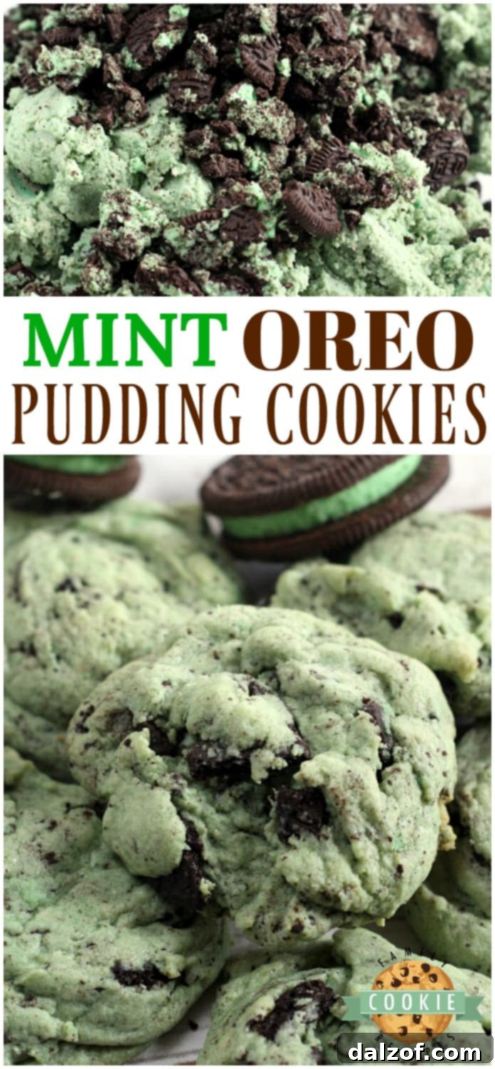 Beautifully baked Mint Oreo Pudding Cookies on a cooling rack
