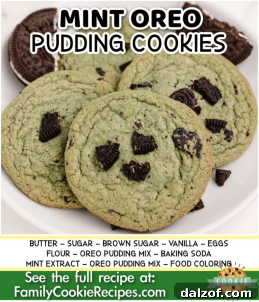 A collage of Mint Oreo Pudding Cookies, highlighting their soft texture and mint-chocolate combination
