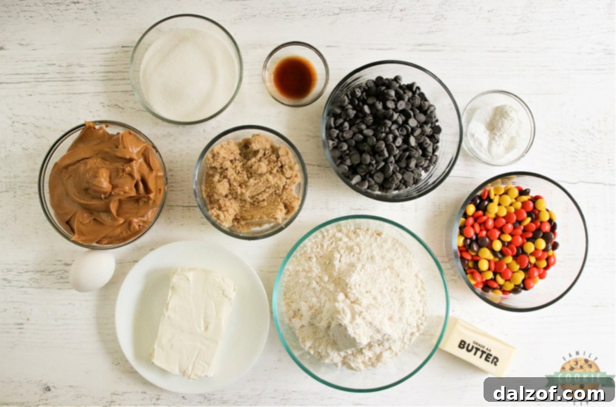 Ingredients in Cream Cheese Peanut Butter Cookies.