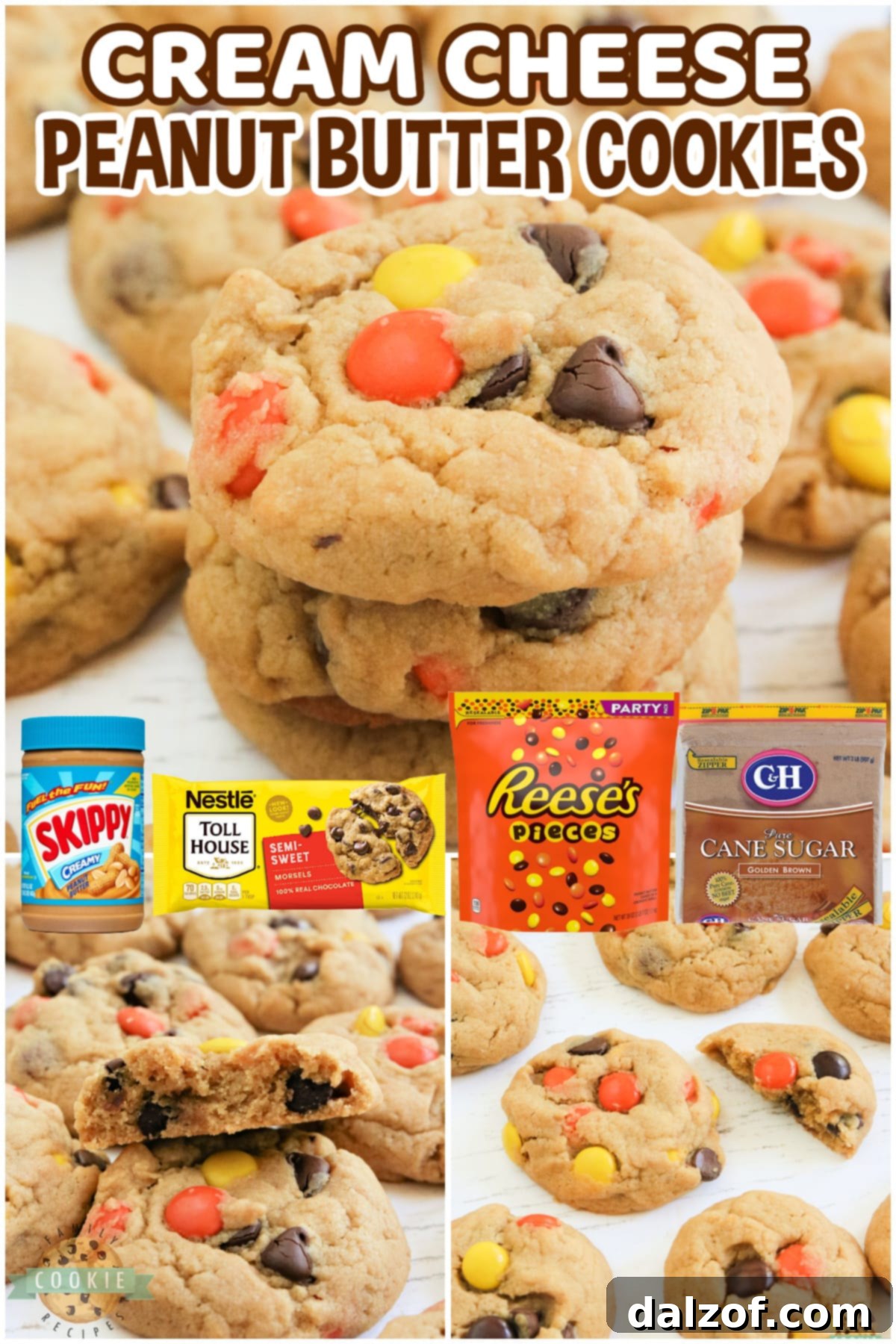 Cream Cheese Peanut Butter Cookies are soft, chewy and packed with peanut butter! Made with Reese's pieces, these peanut butter cookies turn out perfectly every time.