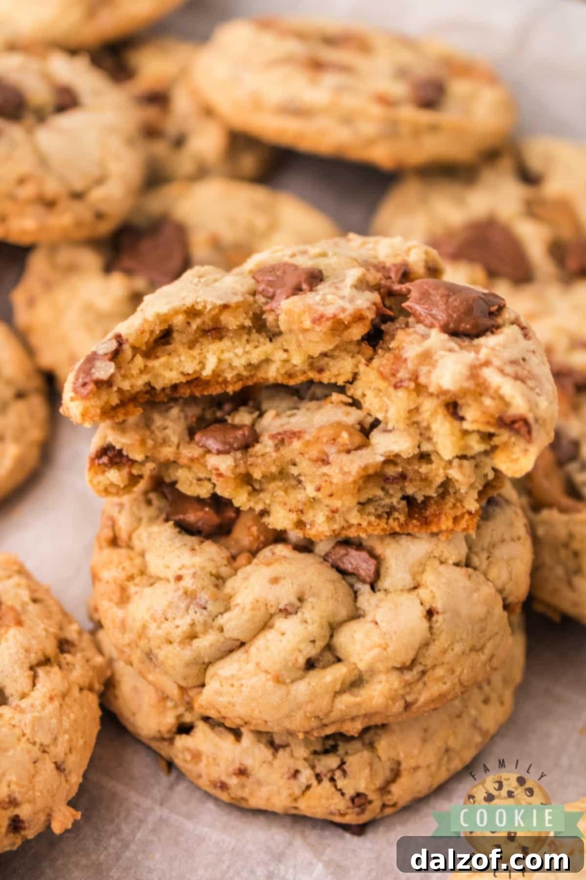 Stack of freshly baked Heath Bar Cookies