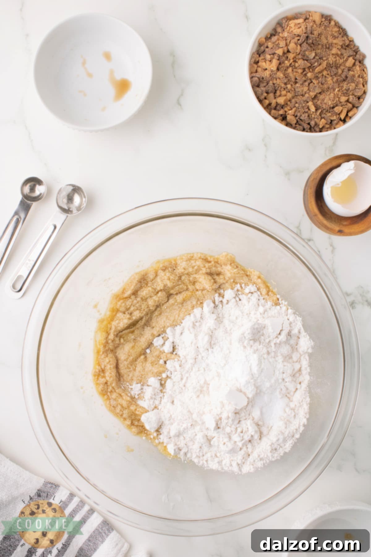 Mixing flour into cookie dough