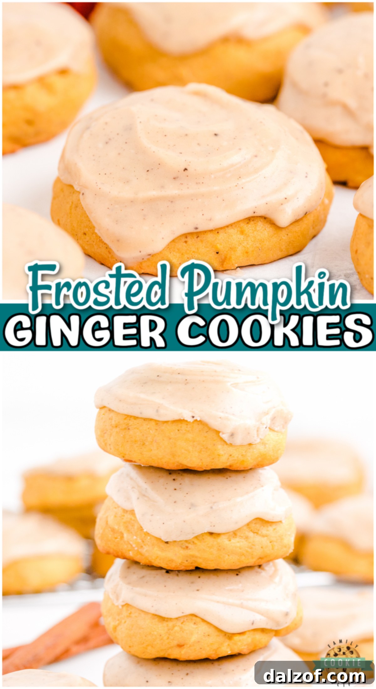 Frosted Pumpkin Ginger Cookies are a delightfully spiced Fall treat! These pumpkin cookies are soft & chewy with a sensational brown butter frosting on top.