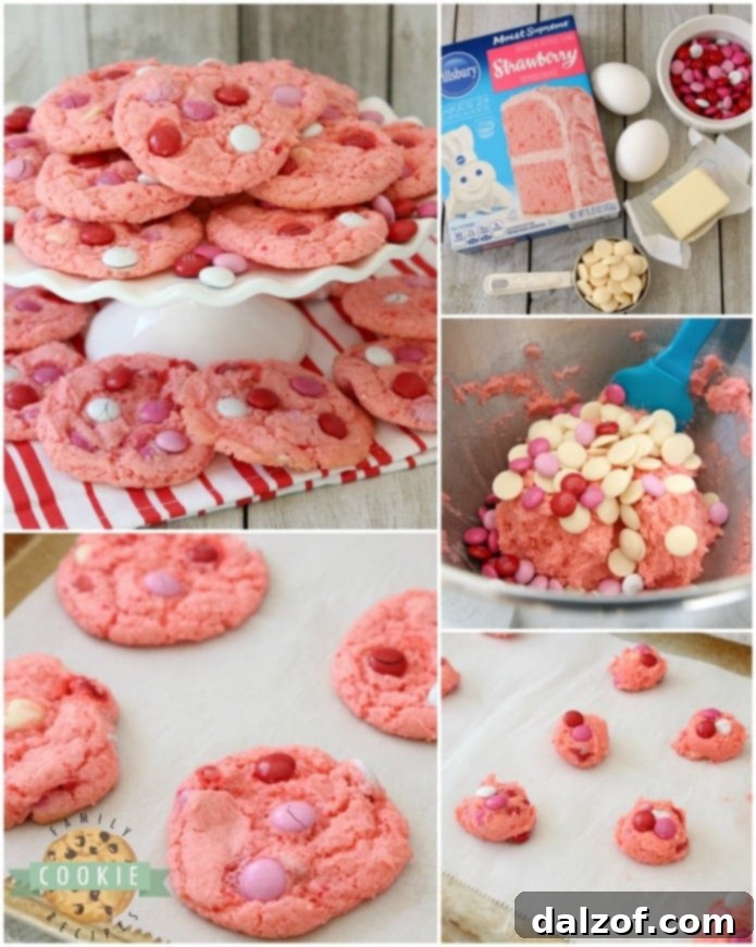 Strawberry Cake Mix Cookies are soft & sweet and made with just 4 ingredients! Super simple to make these cute, festive cake mix cookies. The strawberry flavor is just perfect.
