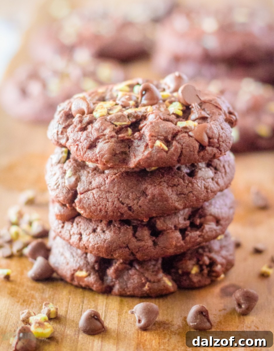 Mint Chocolate Brownie Cookies.