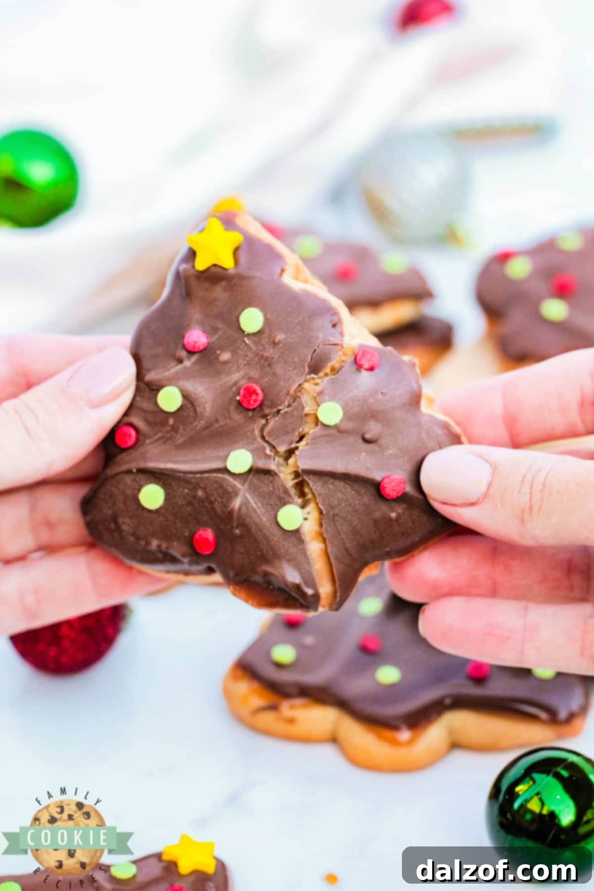 Sugar cookies topped with caramel and chocolate.