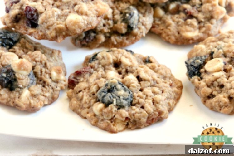 Decadent White Chocolate Cherry Oatmeal Cookies 5 Ingredients laid out for White Chocolate Cherry Oatmeal Cookies.
