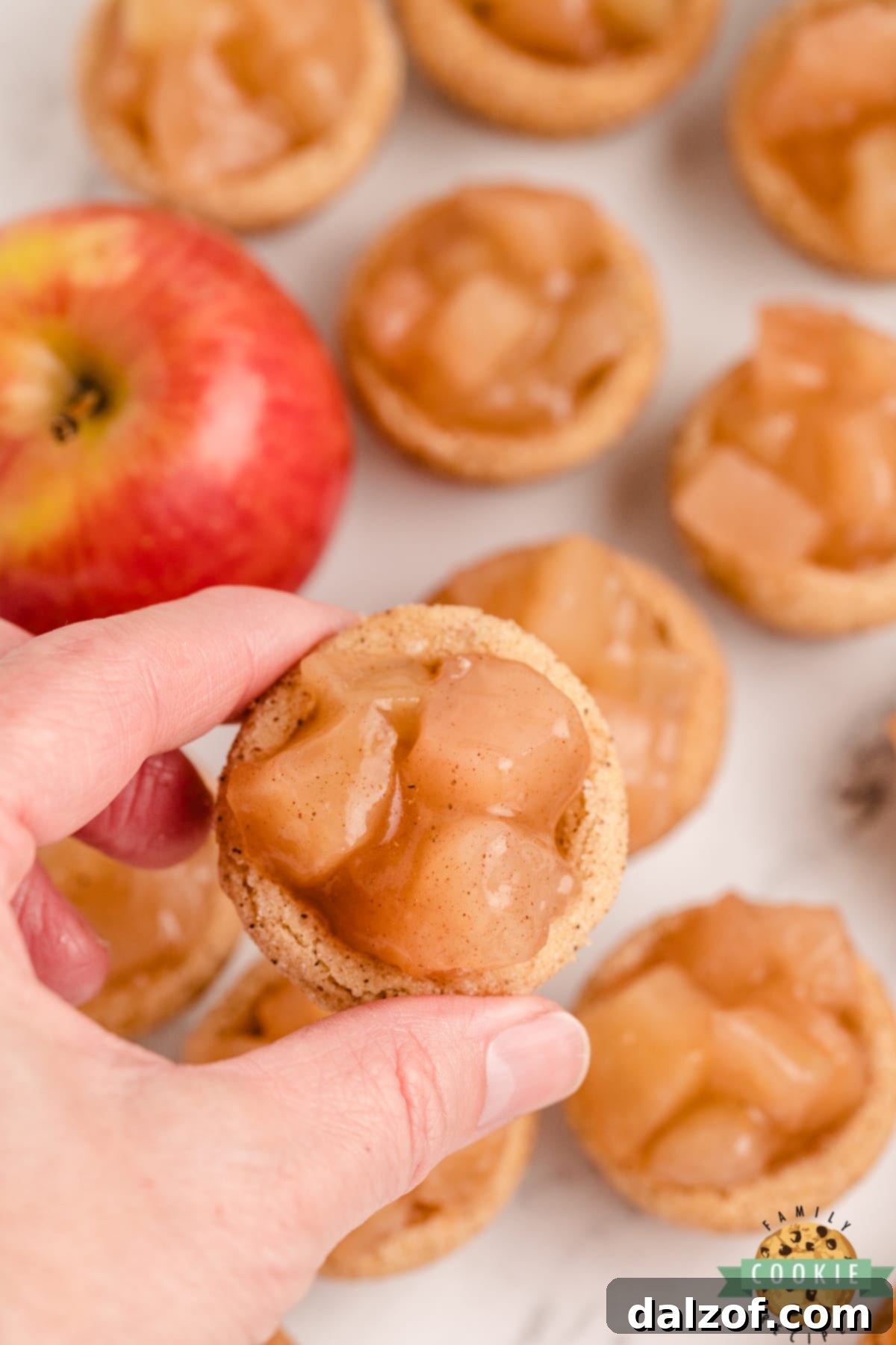 Snickerdoodle Apple Pie Cookie Cups combine two favorite desserts in a bite sized treat that is full of cinnamon and apple pie filling!