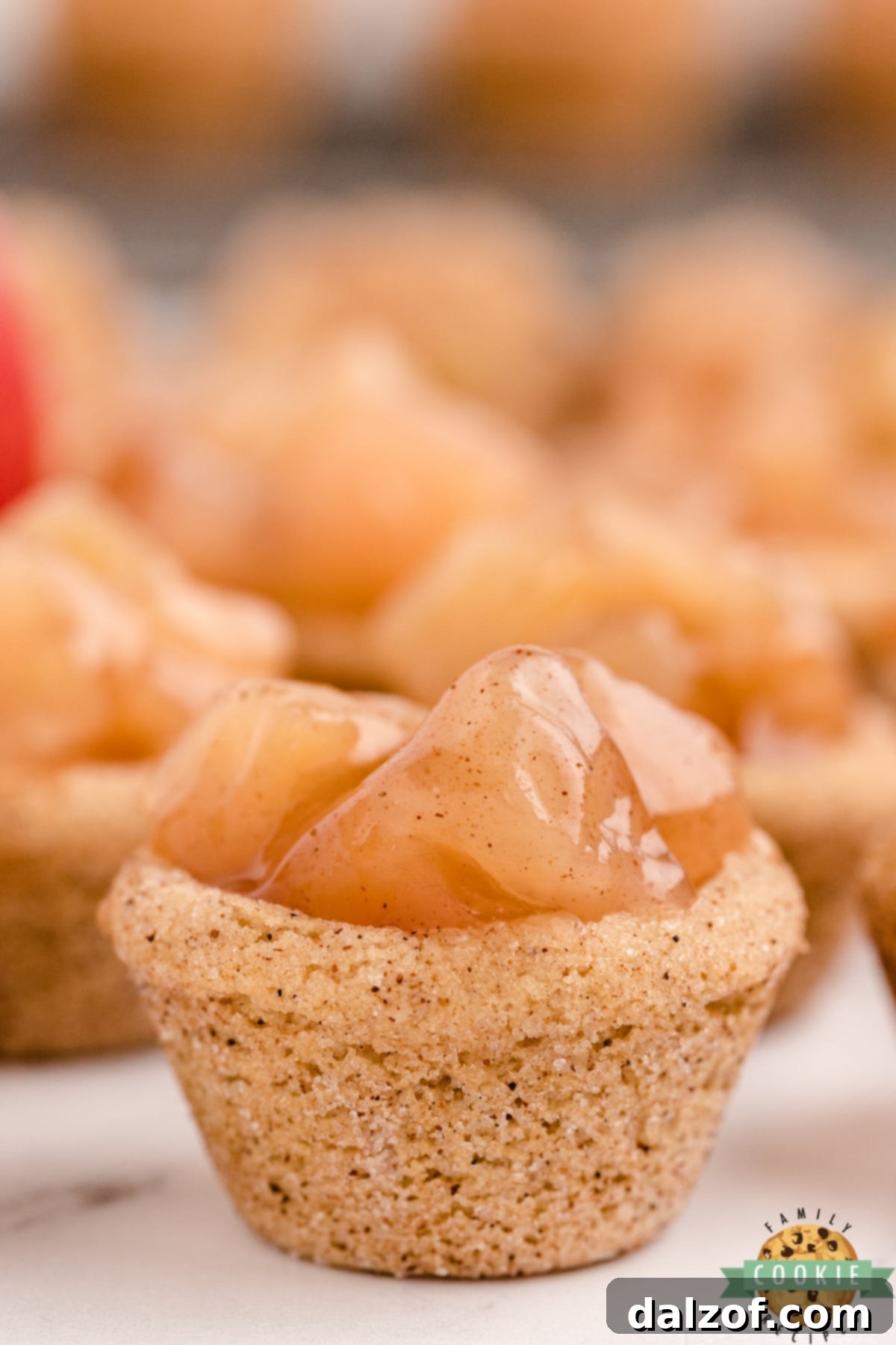 Snickerdoodle cookie cups with apple pie filling