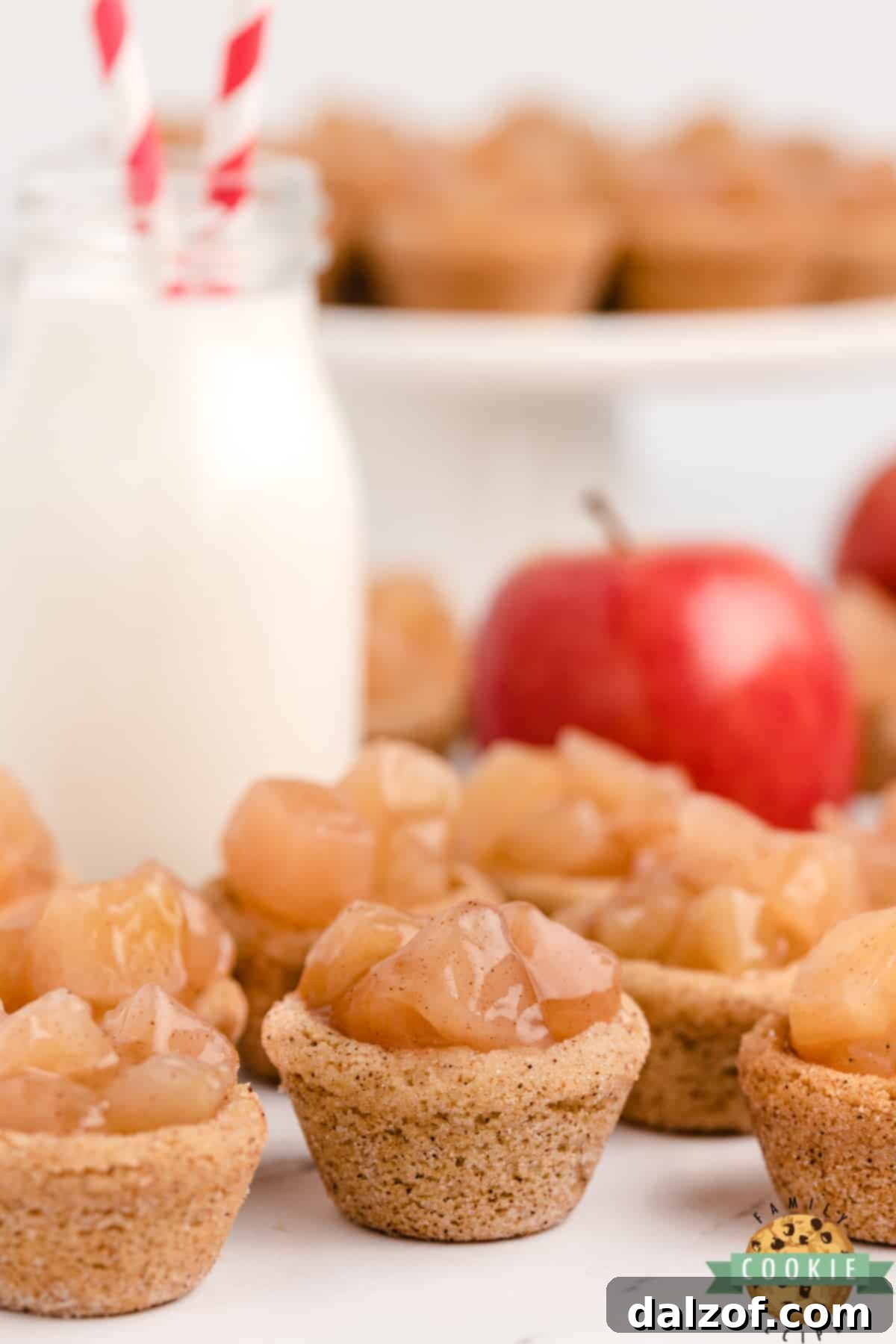 Cinnamon sugar cookie cups with apple pie filling