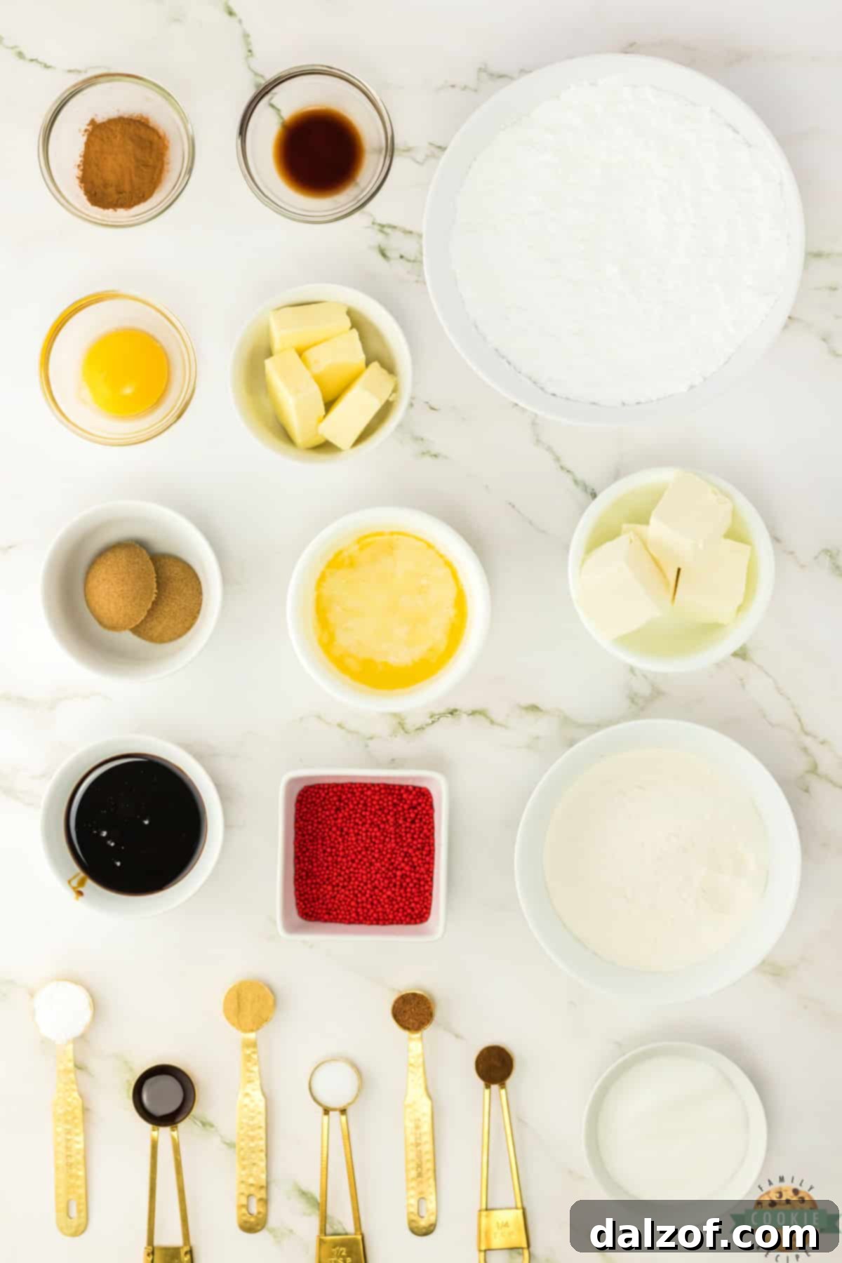 Ingredients in Gingerbread Cookie Bars with Cream Cheese Frosting.
