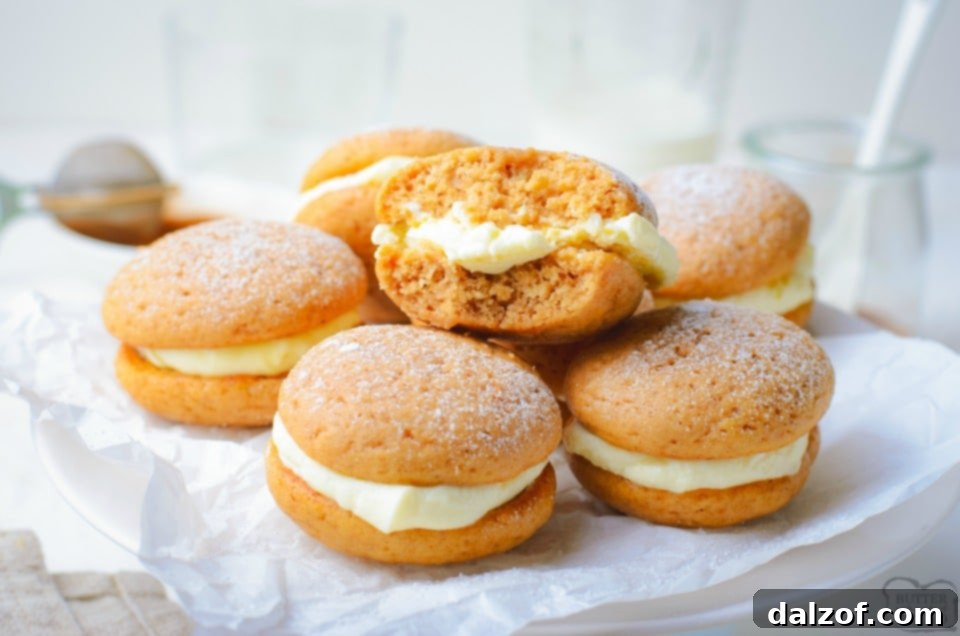Gingerbread Whoopie Pies with a creamy filling.