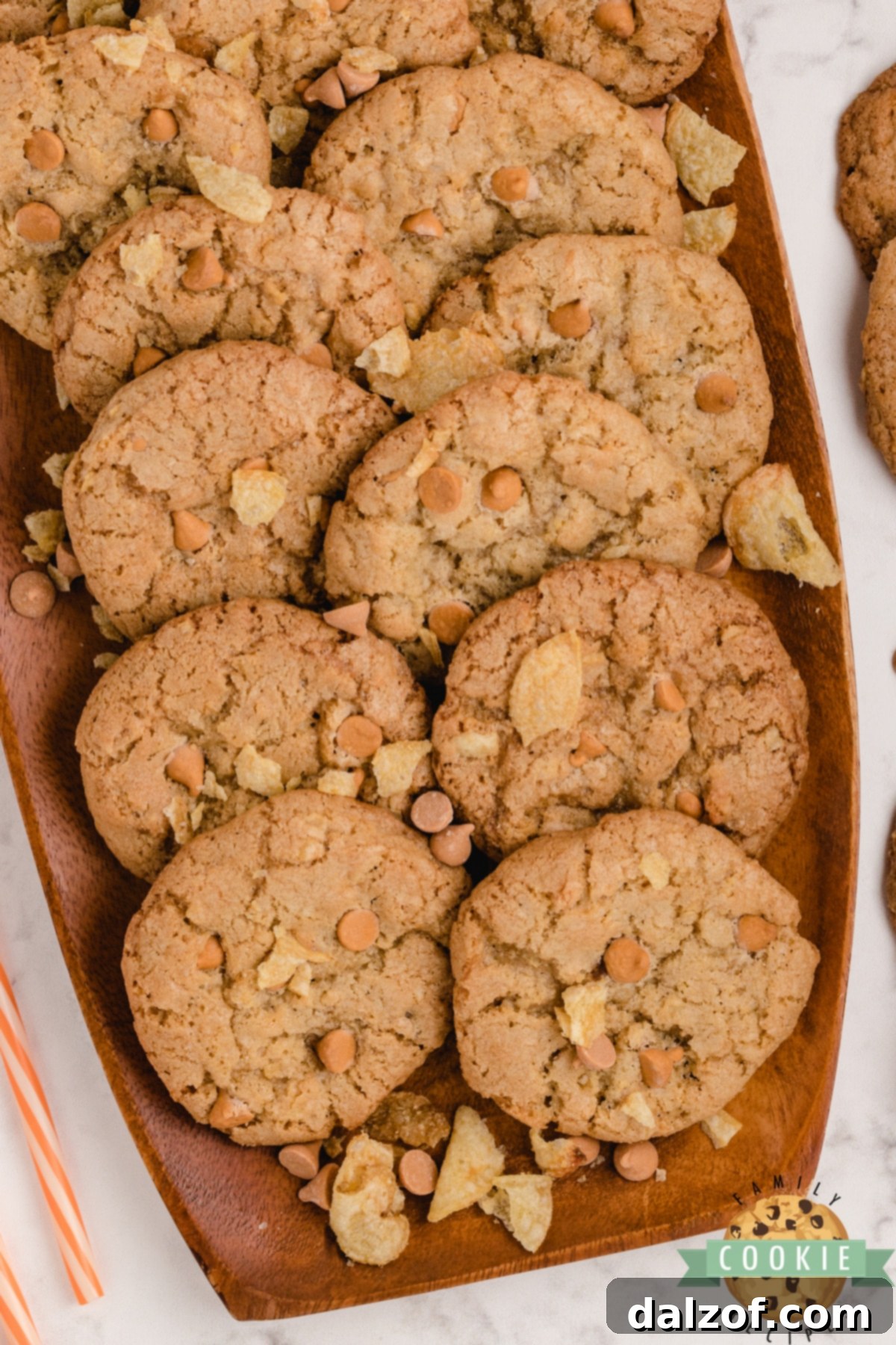 Potato chip cookies made with crushed potato chips and butterscotch chips ready to eat