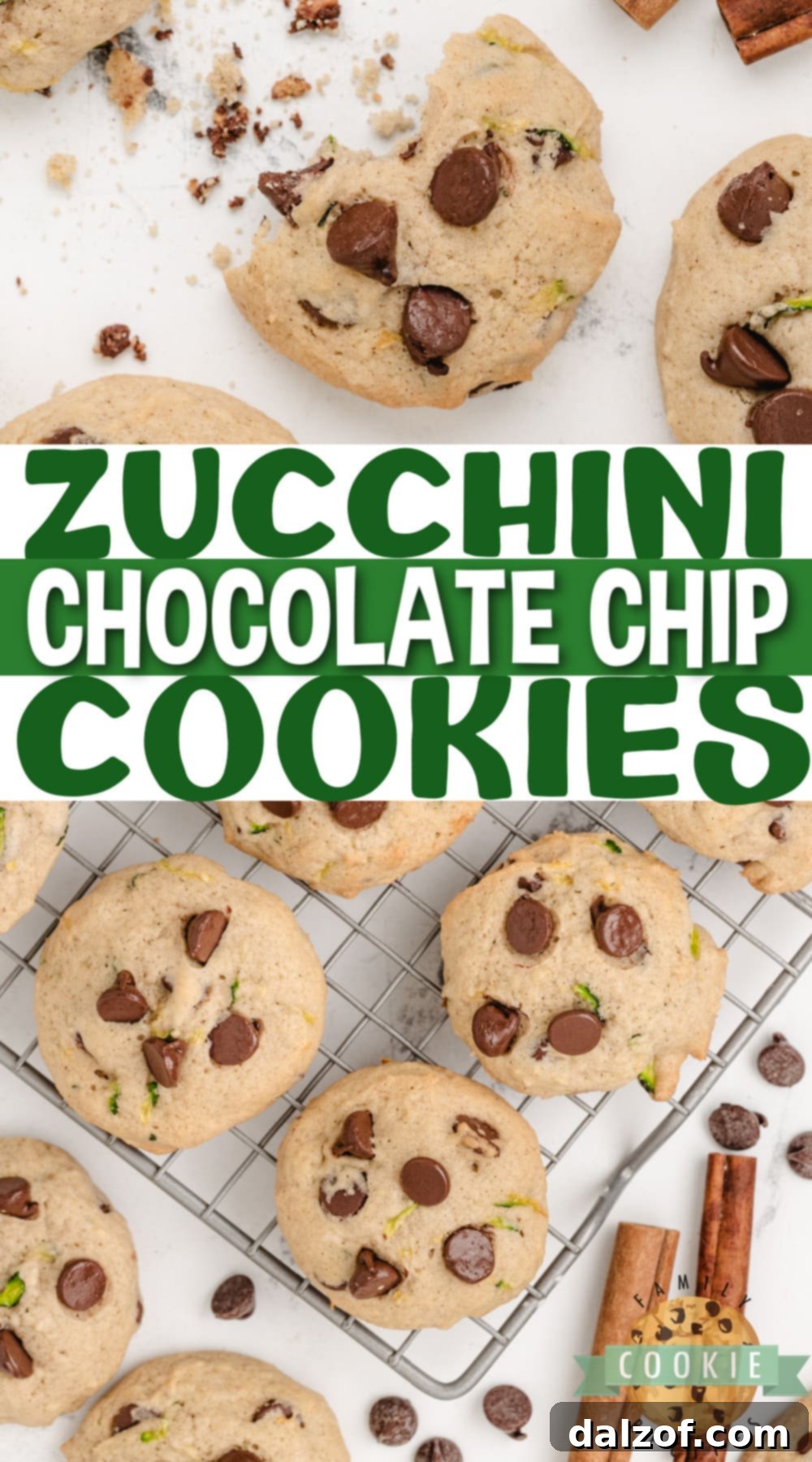Zucchini Chocolate Chip Cookies are delicious and packed with zucchini. These chocolate chip cookies are the perfect way to sneak in some veggies and use up all the zucchini from your garden!