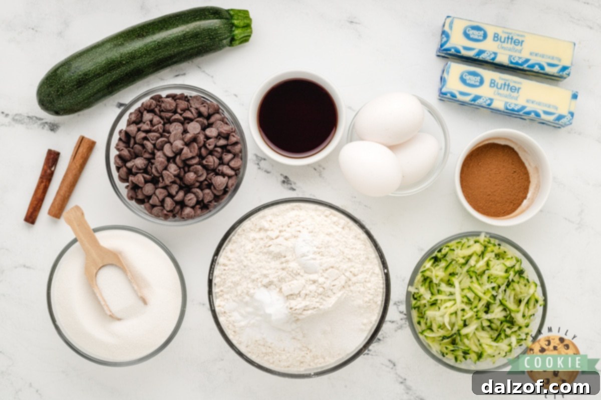 Ingredients in Zucchini Chocolate Chip Cookies. 