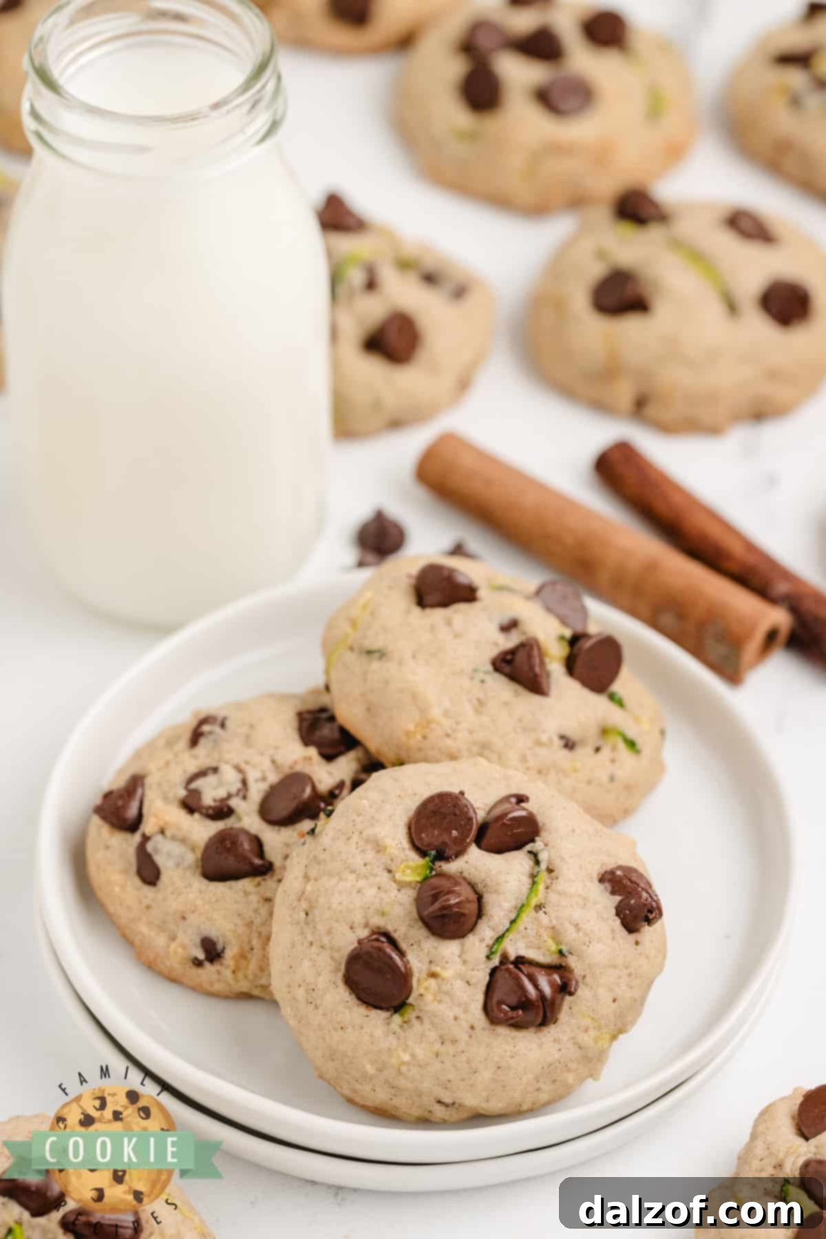 Chocolate chip cookies with fresh zucchini. 