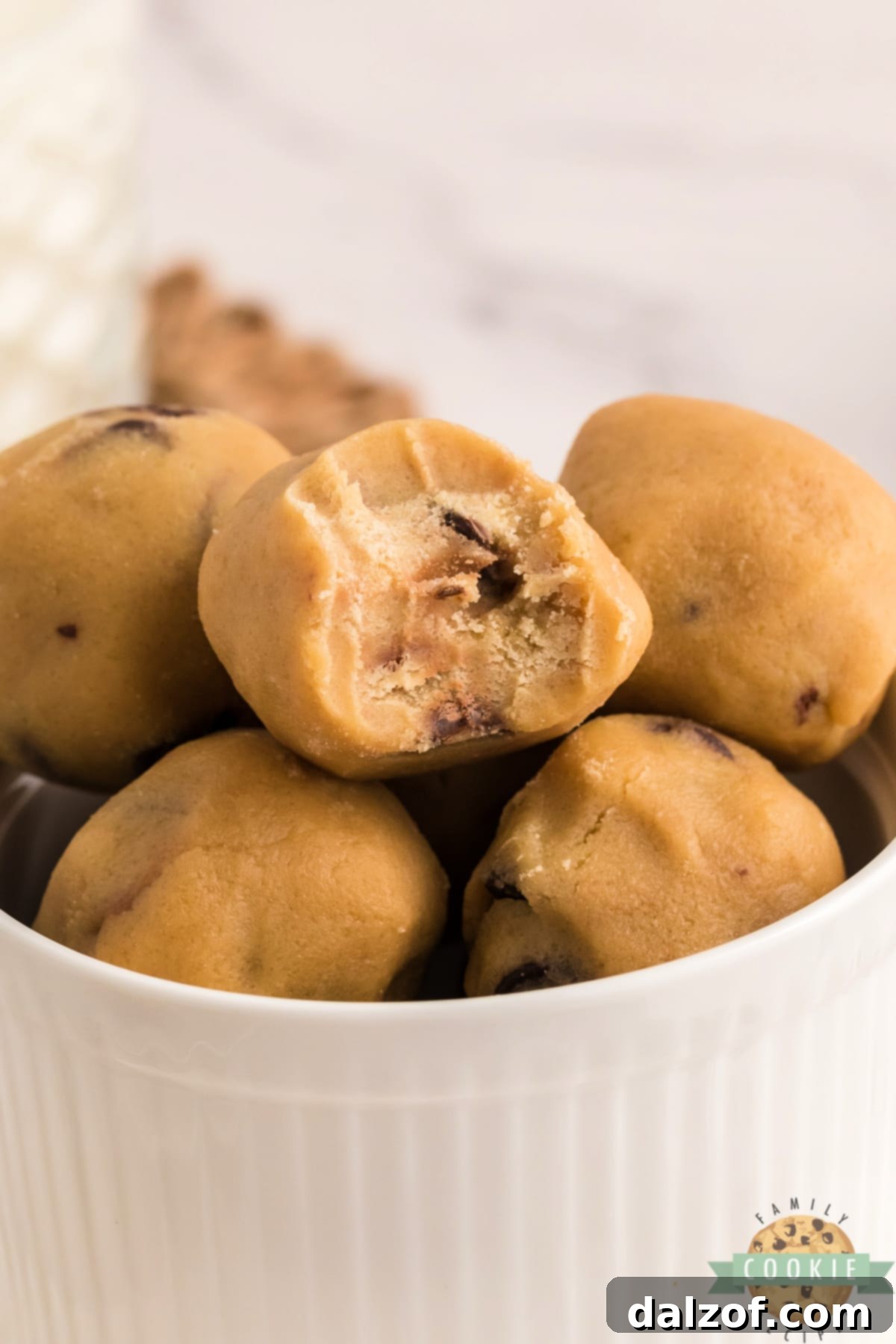 Edible chocolate chip cookie dough balls.