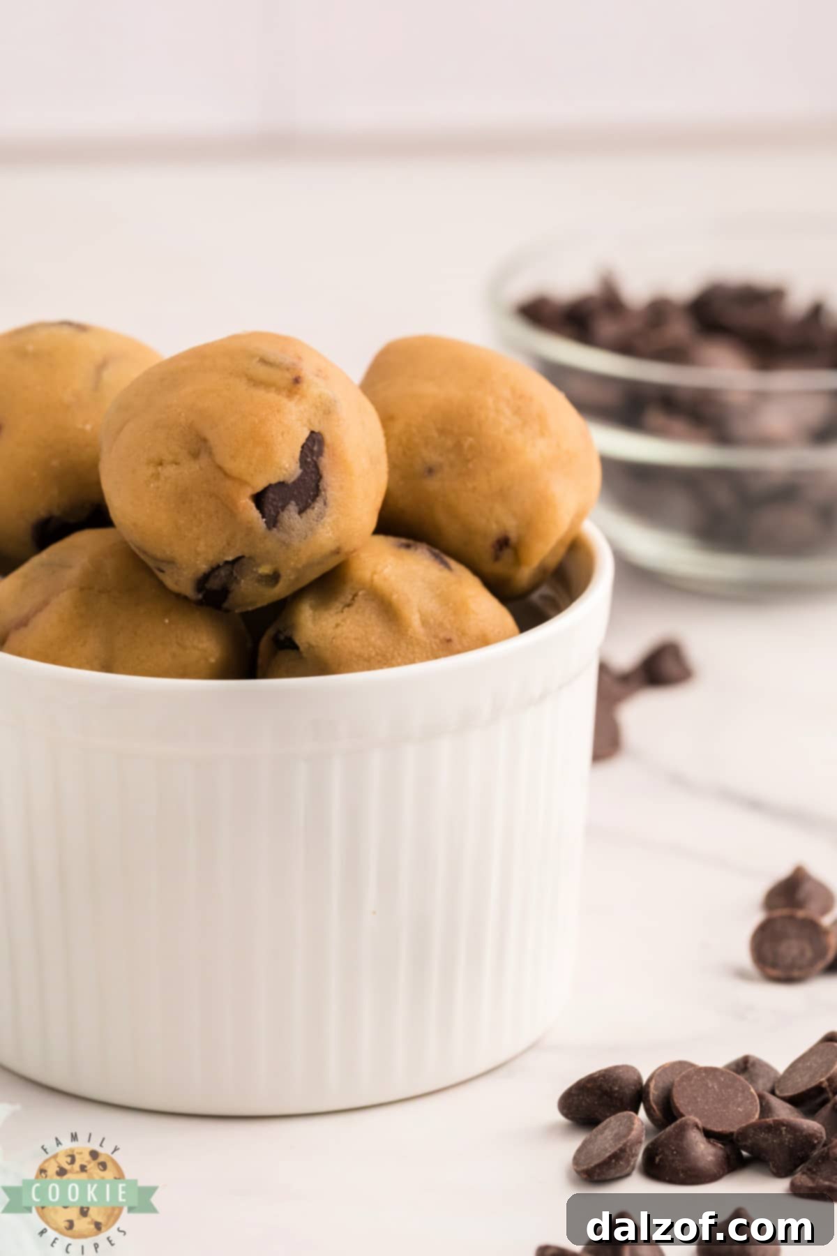 Edible chocolate chip cookie dough bites. 