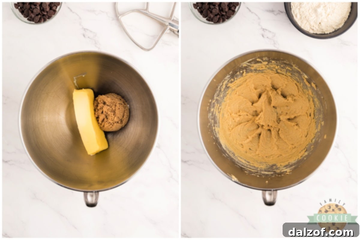 Mixing brown sugar and butter together. 