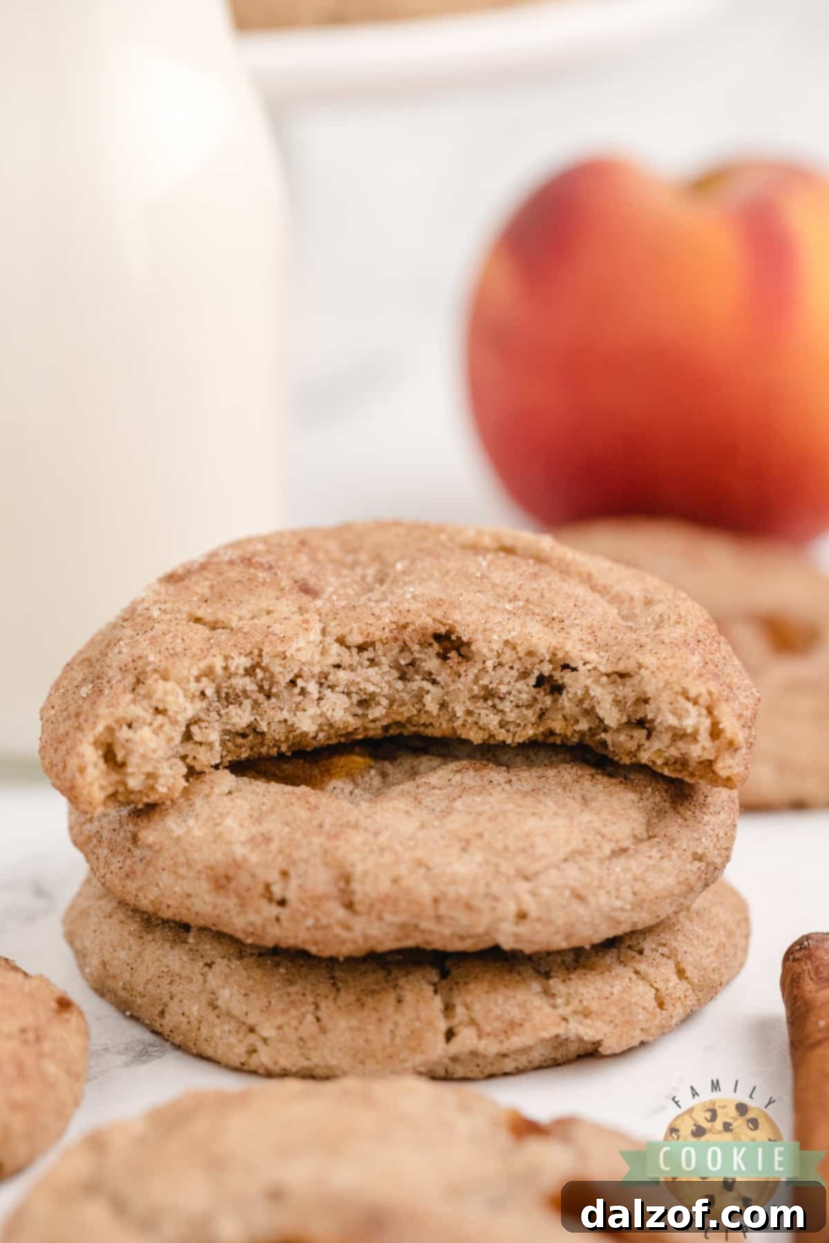 Peach Snickerdoodle Cookies are soft, chewy, delicious and the addition of fresh peaches makes these cinnamon sugar cookies even better!