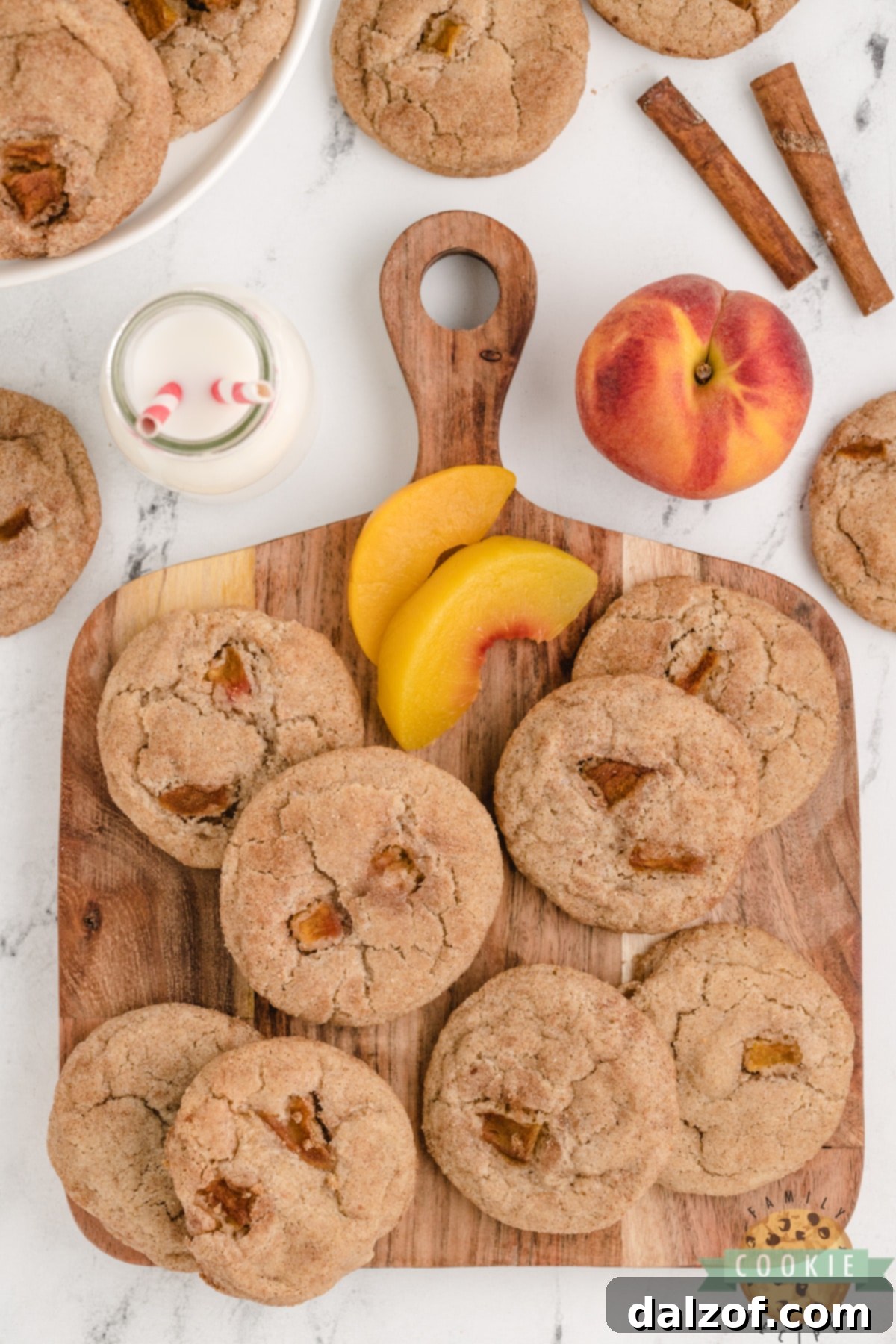 Snickerdoodle cookie recipe made with fresh peaches