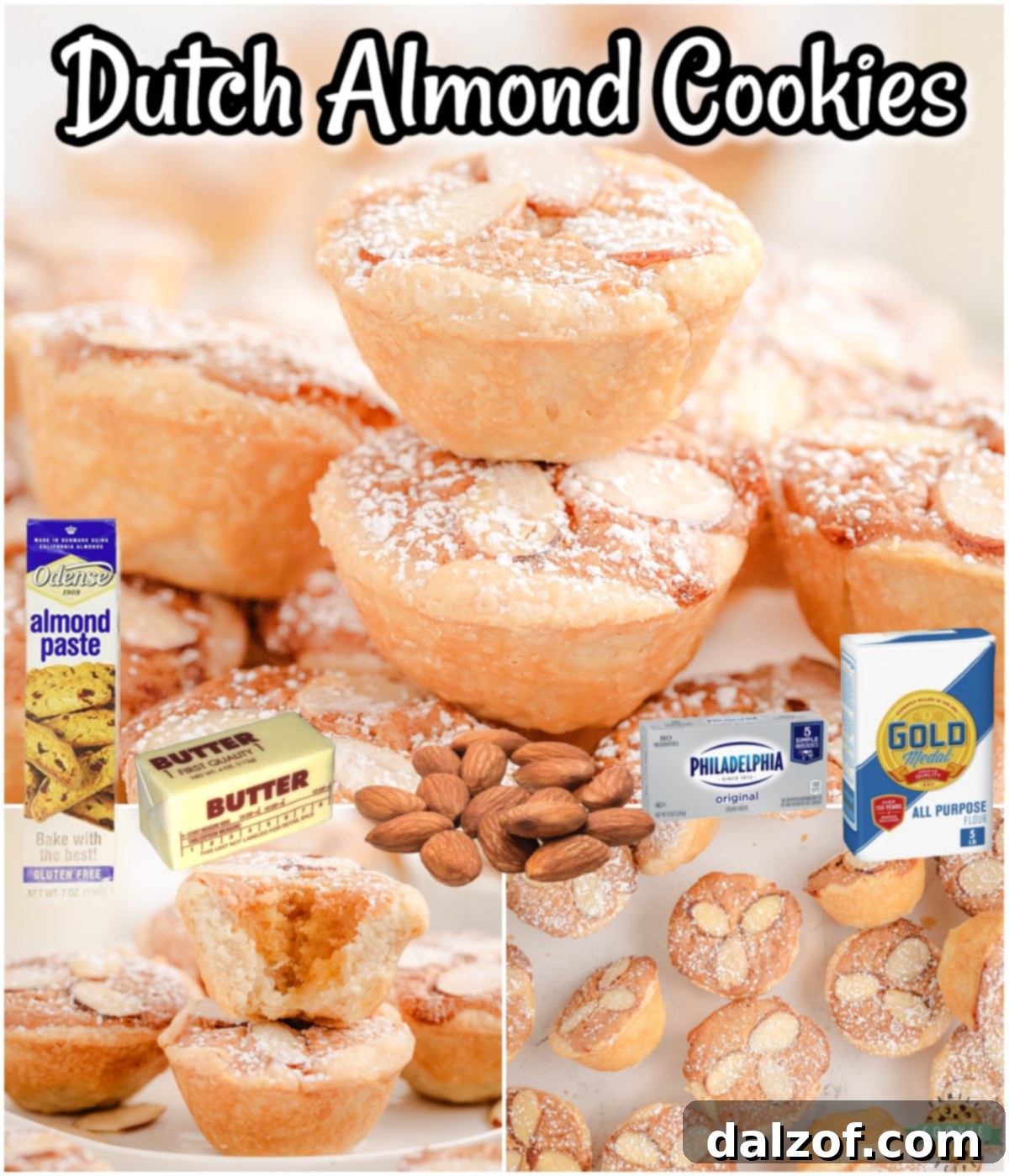 Dutch Almond Cookie Cups are buttery cream cheese cookies with a sweet almond filling! The almond cookies have a rich, nutty flavor and a soft, chewy texture that is sure to please!