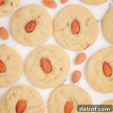 tray of almond drop cookies